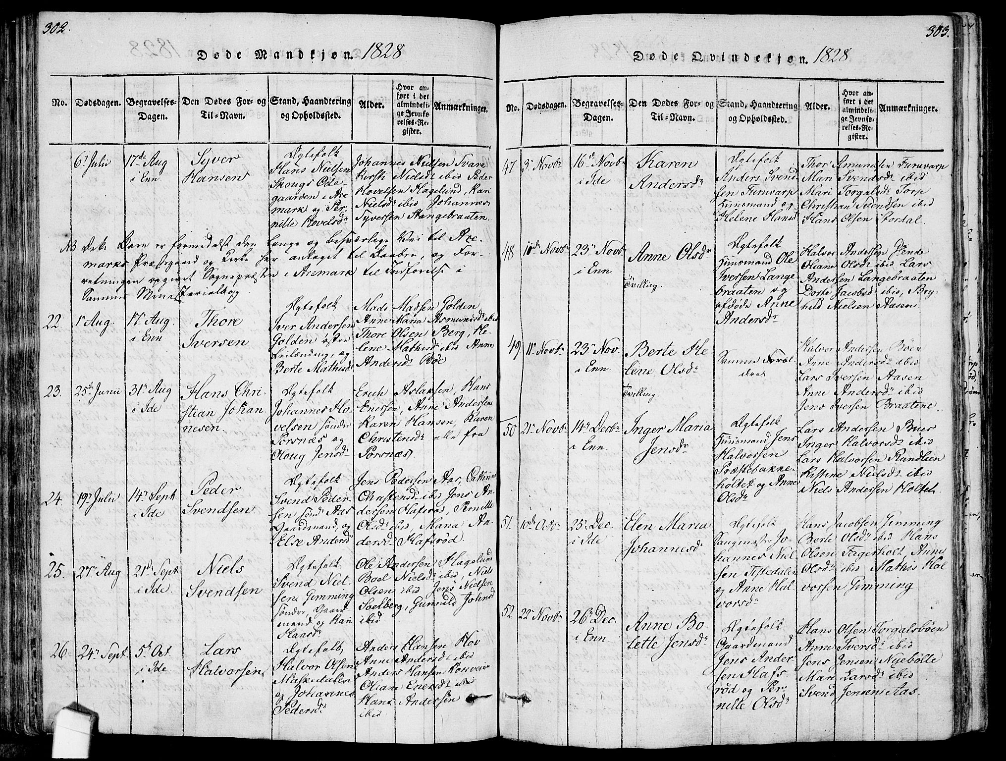 Idd prestekontor Kirkebøker, AV/SAO-A-10911/F/Fc/L0002: Ministerialbok nr. III 2, 1815-1831, s. 302-303