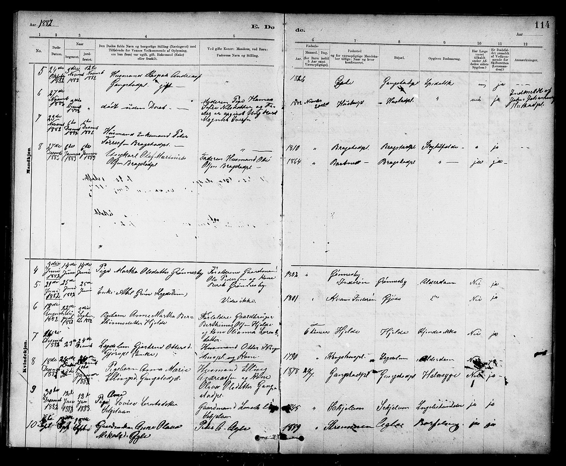 Ministerialprotokoller, klokkerbøker og fødselsregistre - Nord-Trøndelag, AV/SAT-A-1458/732/L0318: Klokkerbok nr. 732C02, 1881-1911, s. 114