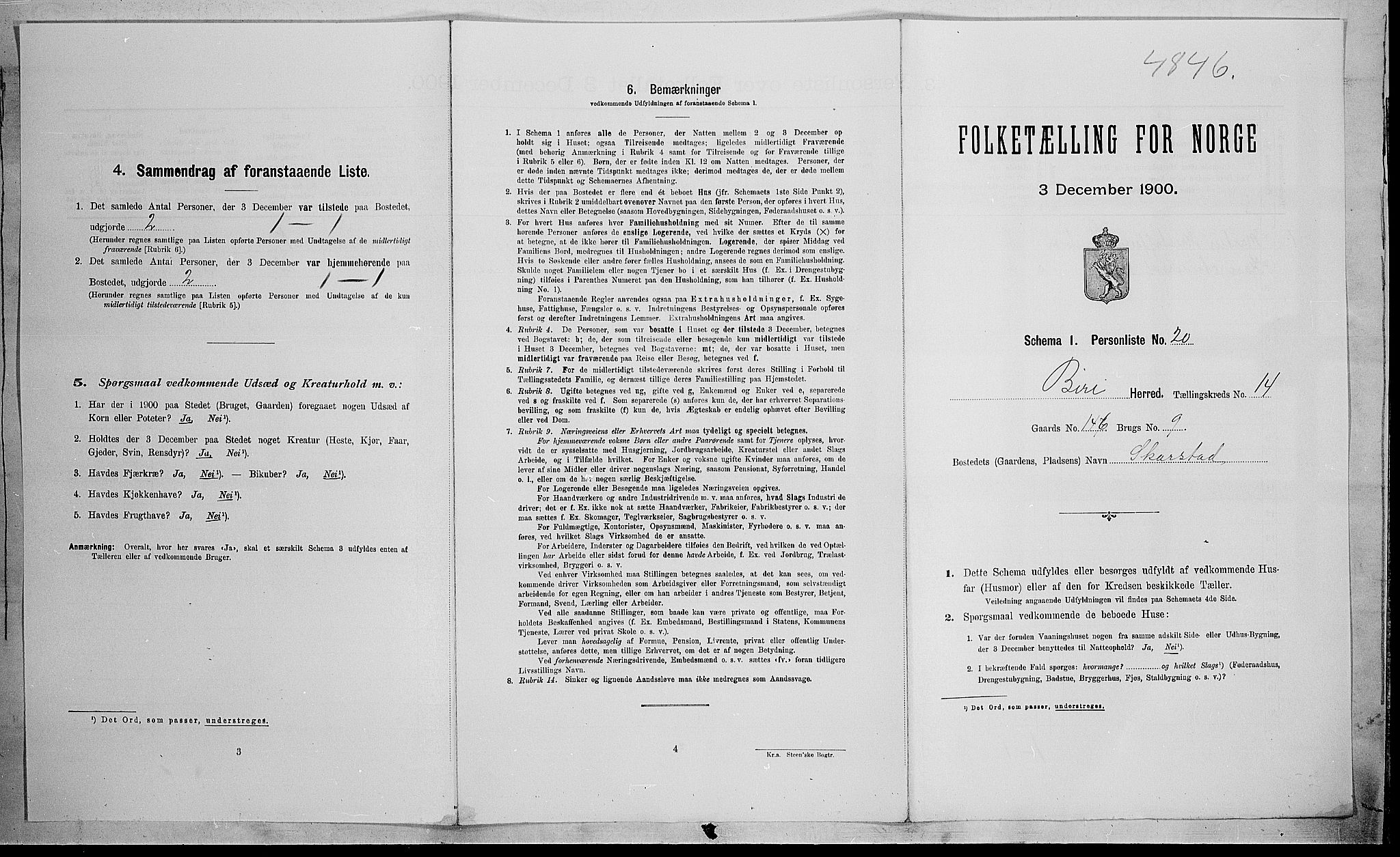 SAH, Folketelling 1900 for 0525 Biri herred, 1900, s. 1603