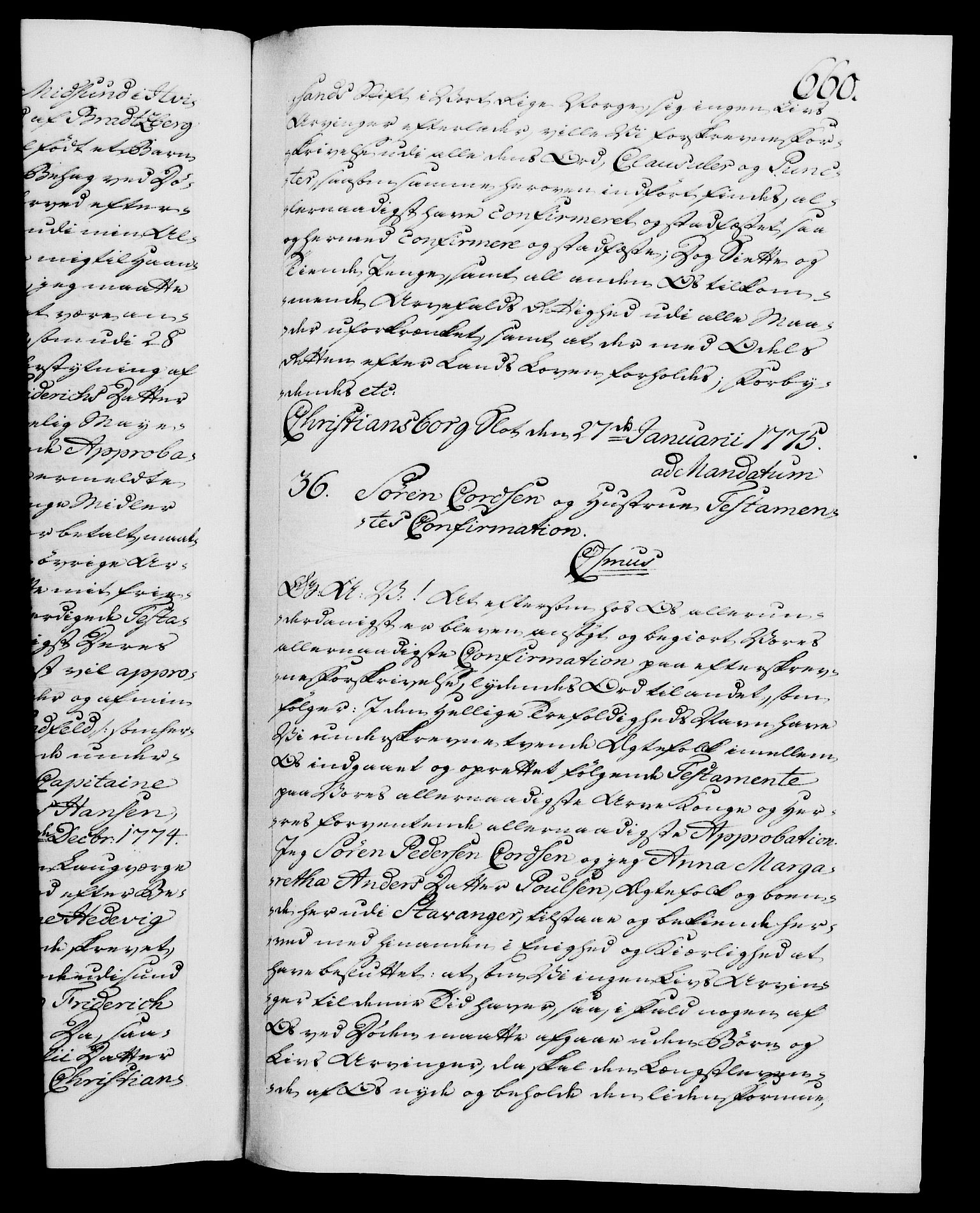 Danske Kanselli 1572-1799, RA/EA-3023/F/Fc/Fca/Fcaa/L0046: Norske registre, 1773-1775, s. 660a