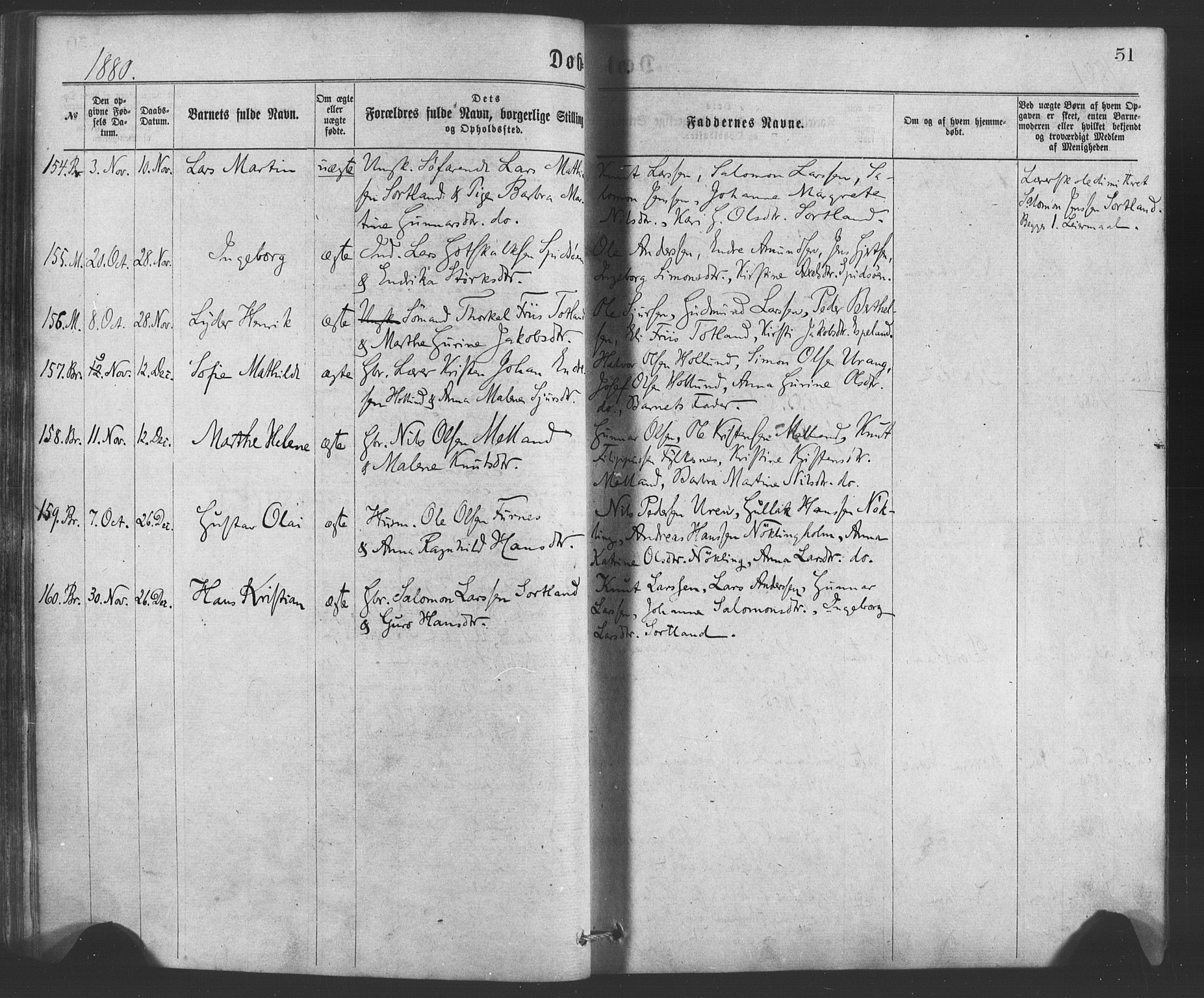 Finnås sokneprestembete, AV/SAB-A-99925/H/Ha/Haa/Haaa/L0009: Ministerialbok nr. A 9, 1873-1881, s. 51