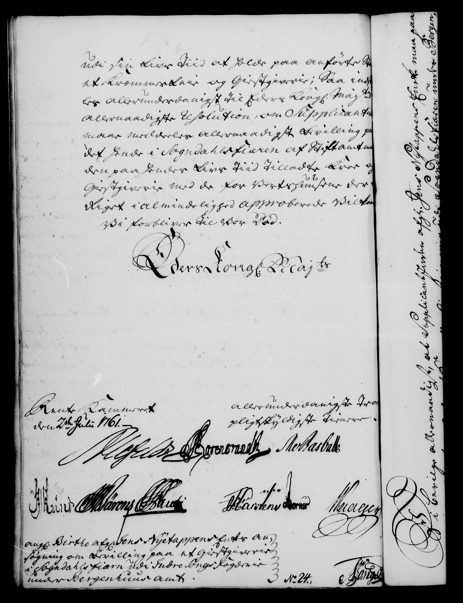 Rentekammeret, Kammerkanselliet, RA/EA-3111/G/Gf/Gfa/L0043: Norsk relasjons- og resolusjonsprotokoll (merket RK 52.43), 1761, s. 300