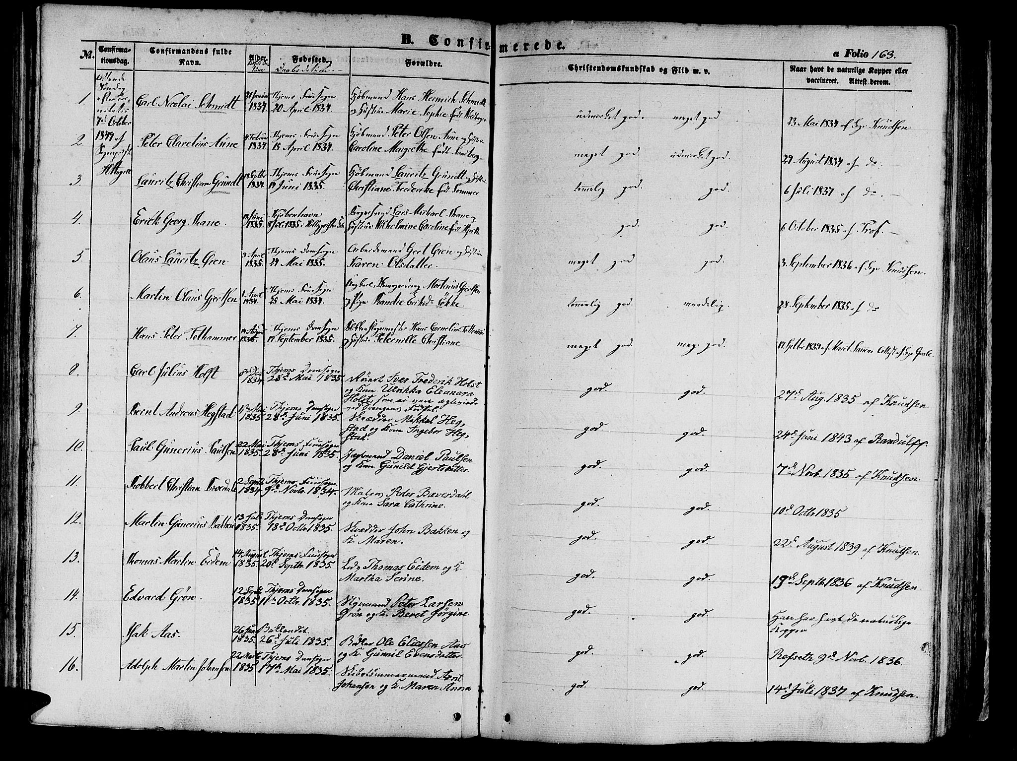 Ministerialprotokoller, klokkerbøker og fødselsregistre - Sør-Trøndelag, AV/SAT-A-1456/602/L0137: Klokkerbok nr. 602C05, 1846-1856, s. 163