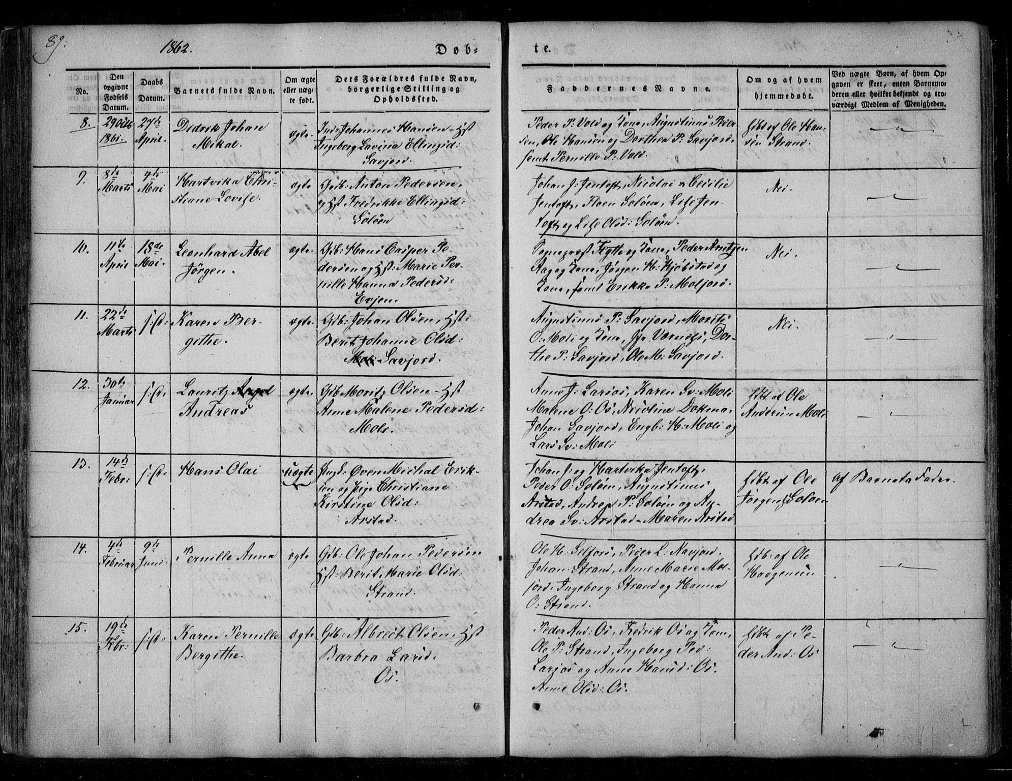 Ministerialprotokoller, klokkerbøker og fødselsregistre - Nordland, AV/SAT-A-1459/846/L0644: Ministerialbok nr. 846A02, 1837-1872, s. 89