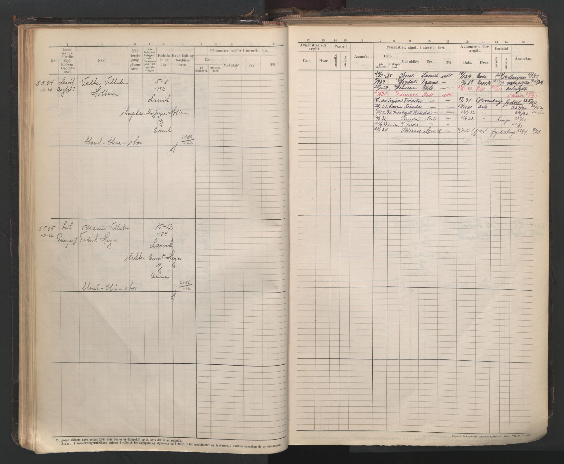 Larvik innrulleringskontor, AV/SAKO-A-787/F/Fc/L0013: Hovedrulle, 1926-1946, s. 55