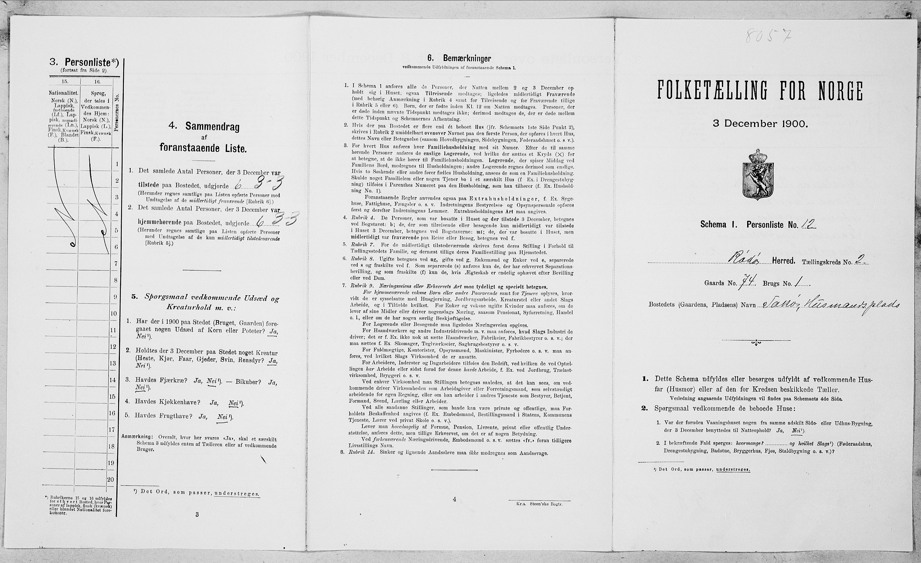 SAT, Folketelling 1900 for 1836 Rødøy herred, 1900, s. 136