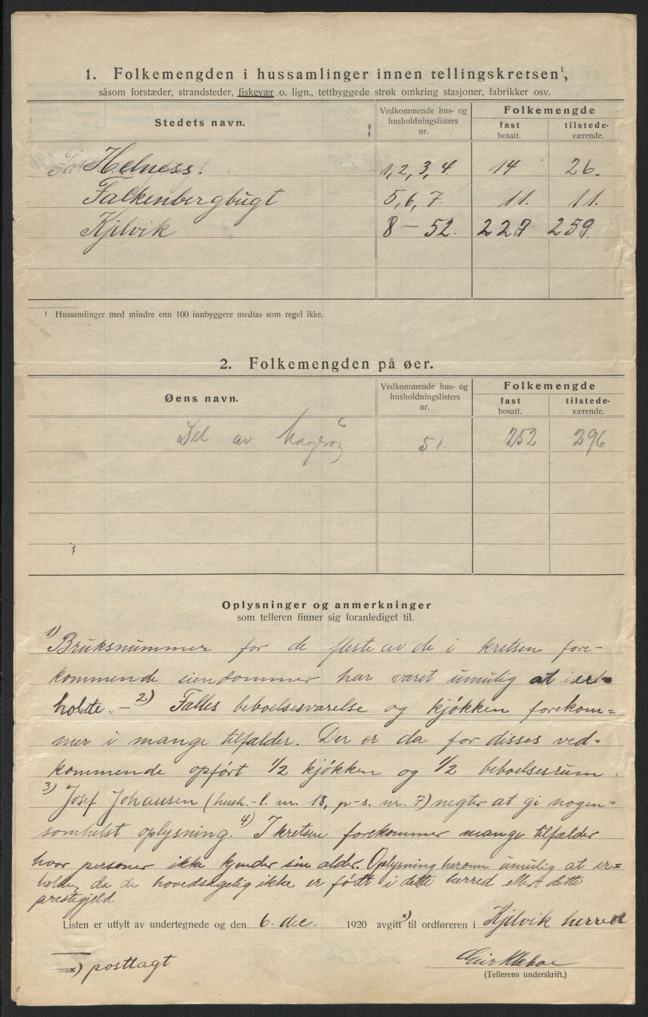 SATØ, Folketelling 1920 for 2019 Kjelvik herred, 1920, s. 33