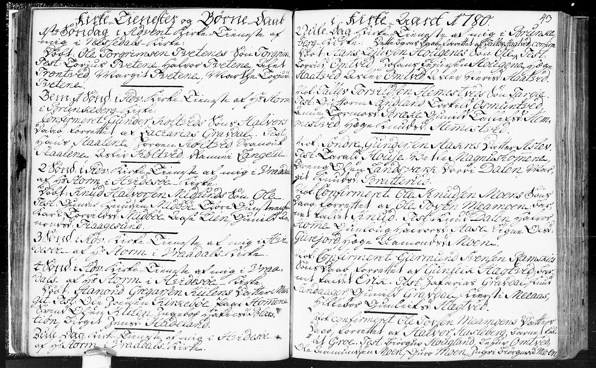 Kviteseid kirkebøker, SAKO/A-276/F/Fa/L0002: Ministerialbok nr. I 2, 1773-1786, s. 43