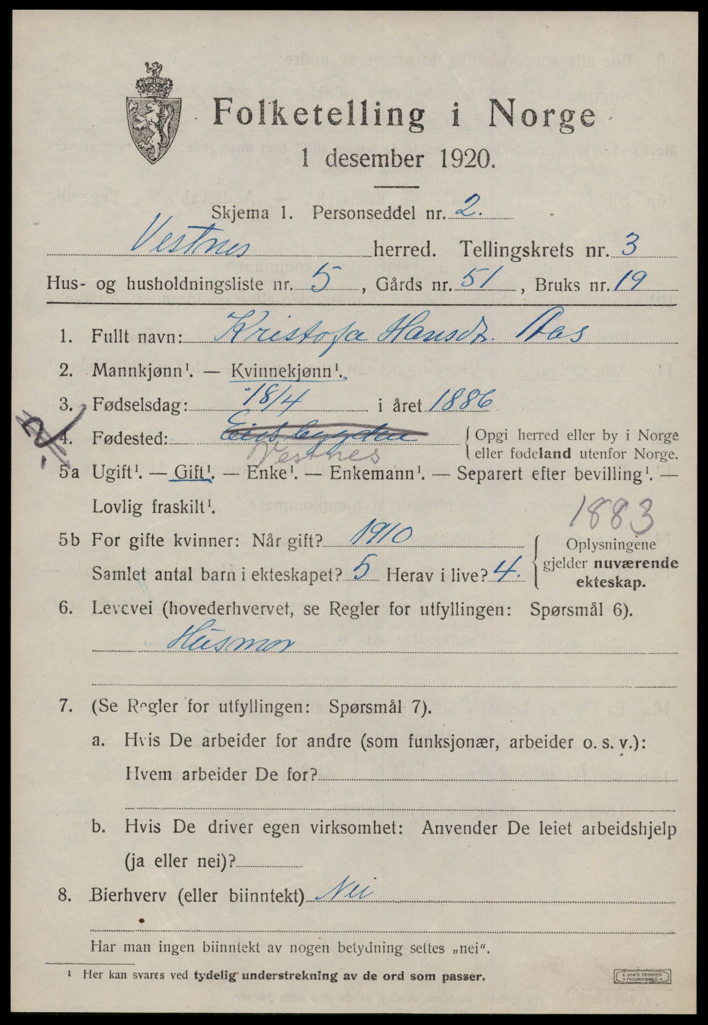 SAT, Folketelling 1920 for 1535 Vestnes herred, 1920, s. 2715