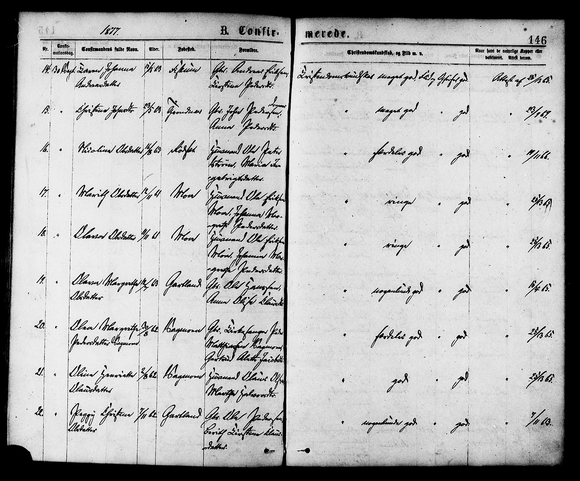 Ministerialprotokoller, klokkerbøker og fødselsregistre - Nord-Trøndelag, SAT/A-1458/758/L0516: Ministerialbok nr. 758A03 /1, 1869-1879, s. 146