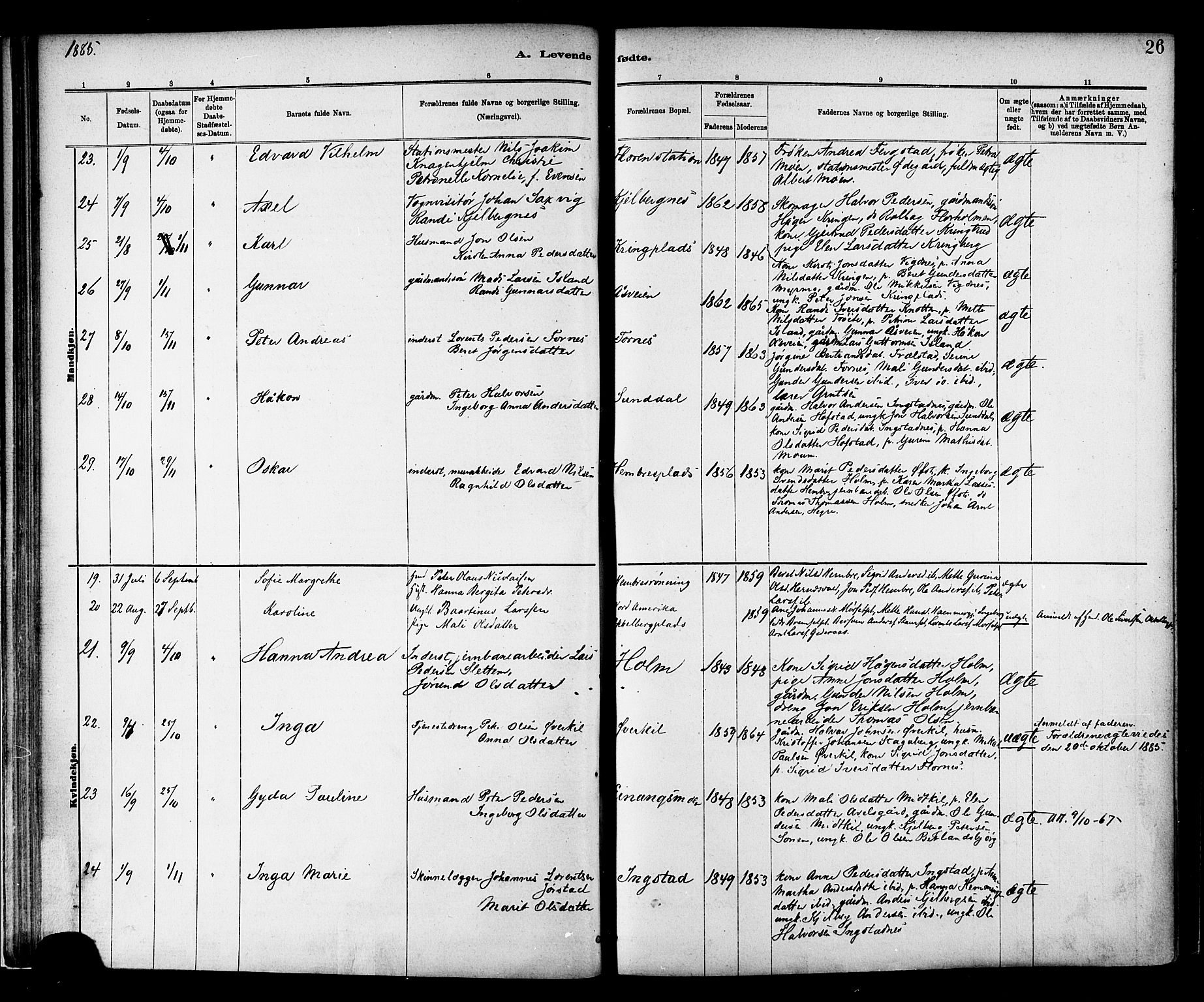 Ministerialprotokoller, klokkerbøker og fødselsregistre - Nord-Trøndelag, SAT/A-1458/703/L0030: Ministerialbok nr. 703A03, 1880-1892, s. 26