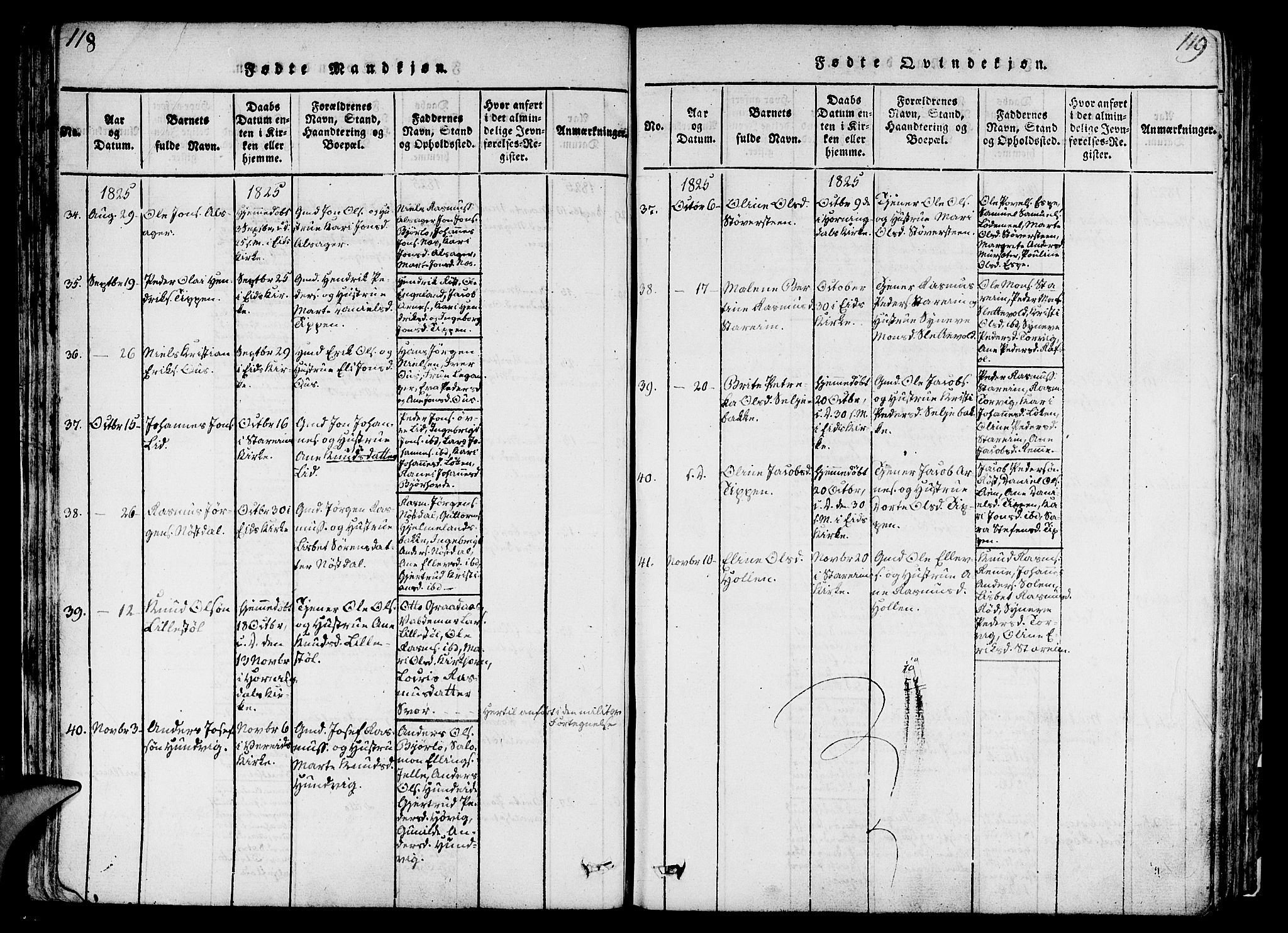 Eid sokneprestembete, AV/SAB-A-82301/H/Haa/Haaa/L0005: Ministerialbok nr. A 5, 1816-1830, s. 118-119