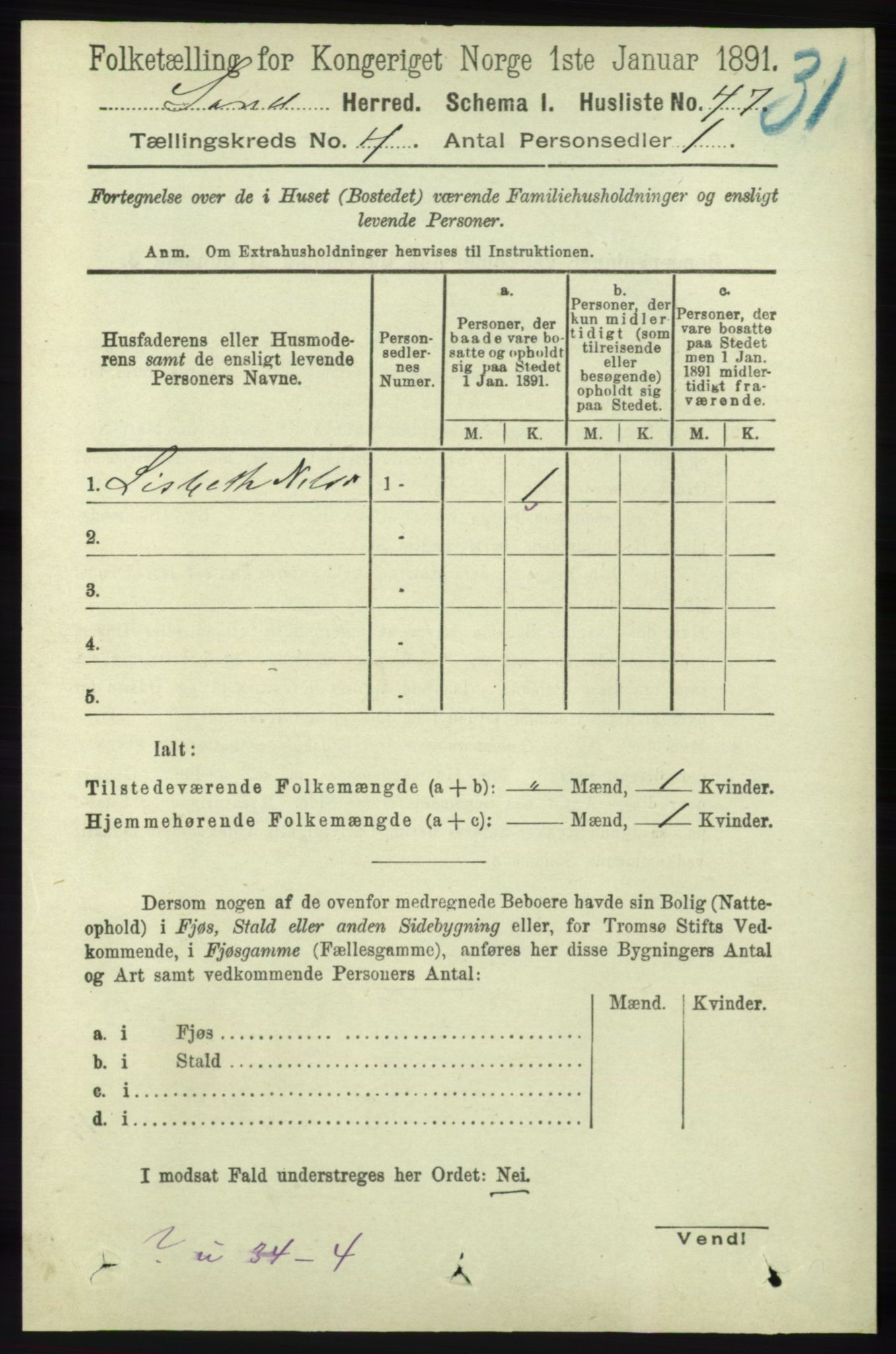 RA, Folketelling 1891 for 1136 Sand herred, 1891, s. 1200