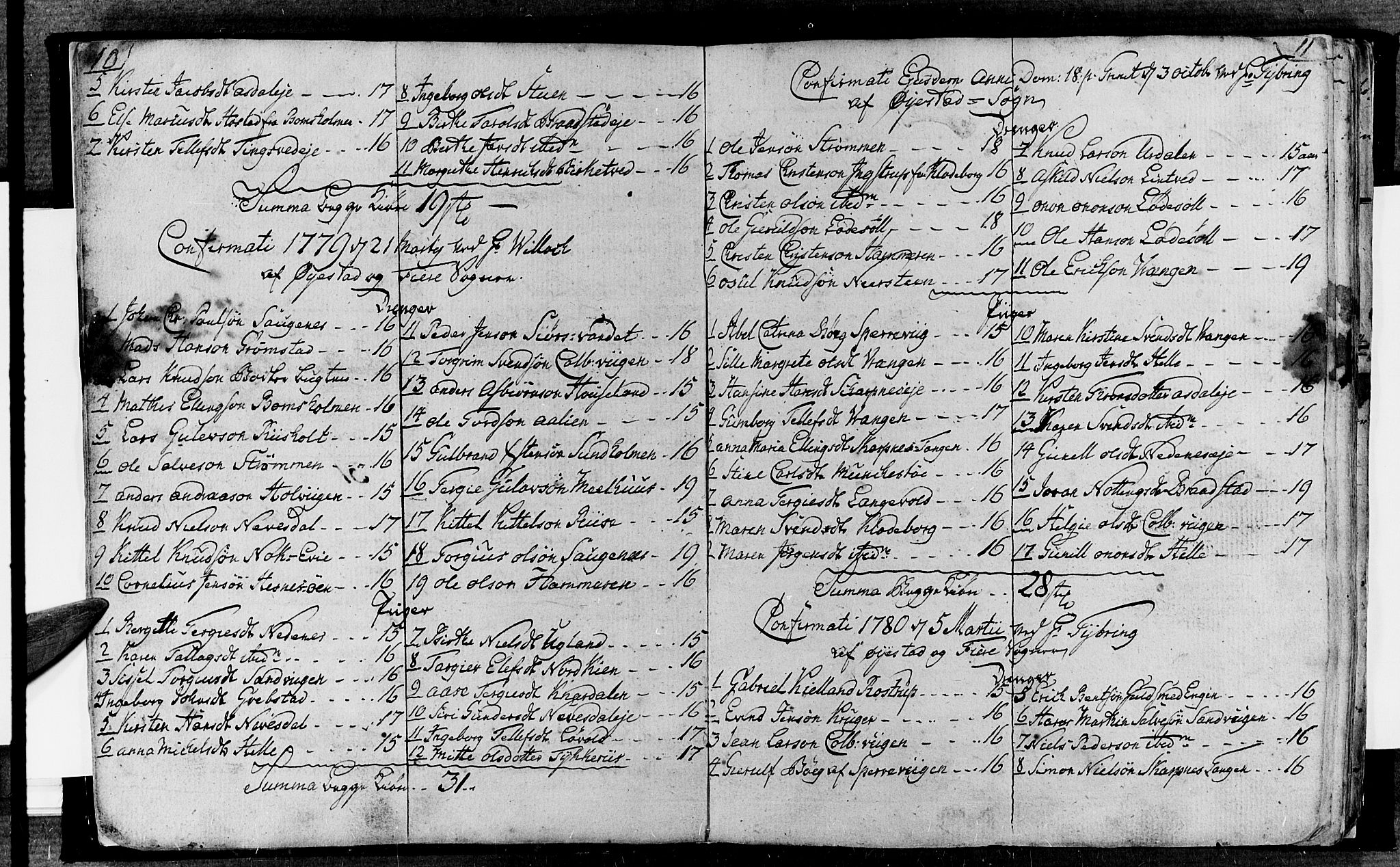 Øyestad sokneprestkontor, AV/SAK-1111-0049/F/Fa/L0010: Ministerialbok nr. A 10, 1774-1810, s. 10-11