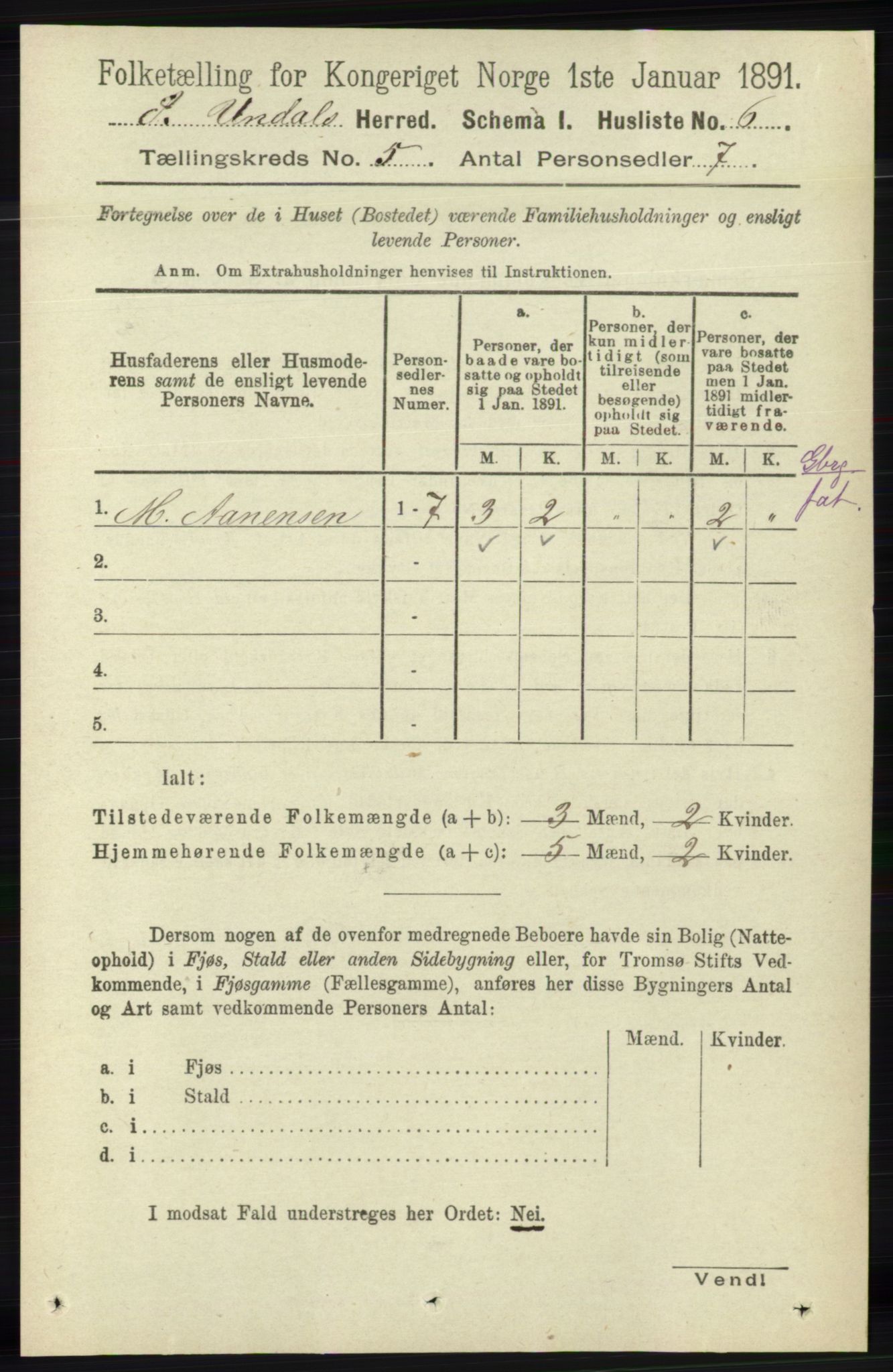 RA, Folketelling 1891 for 1029 Sør-Audnedal herred, 1891, s. 1834