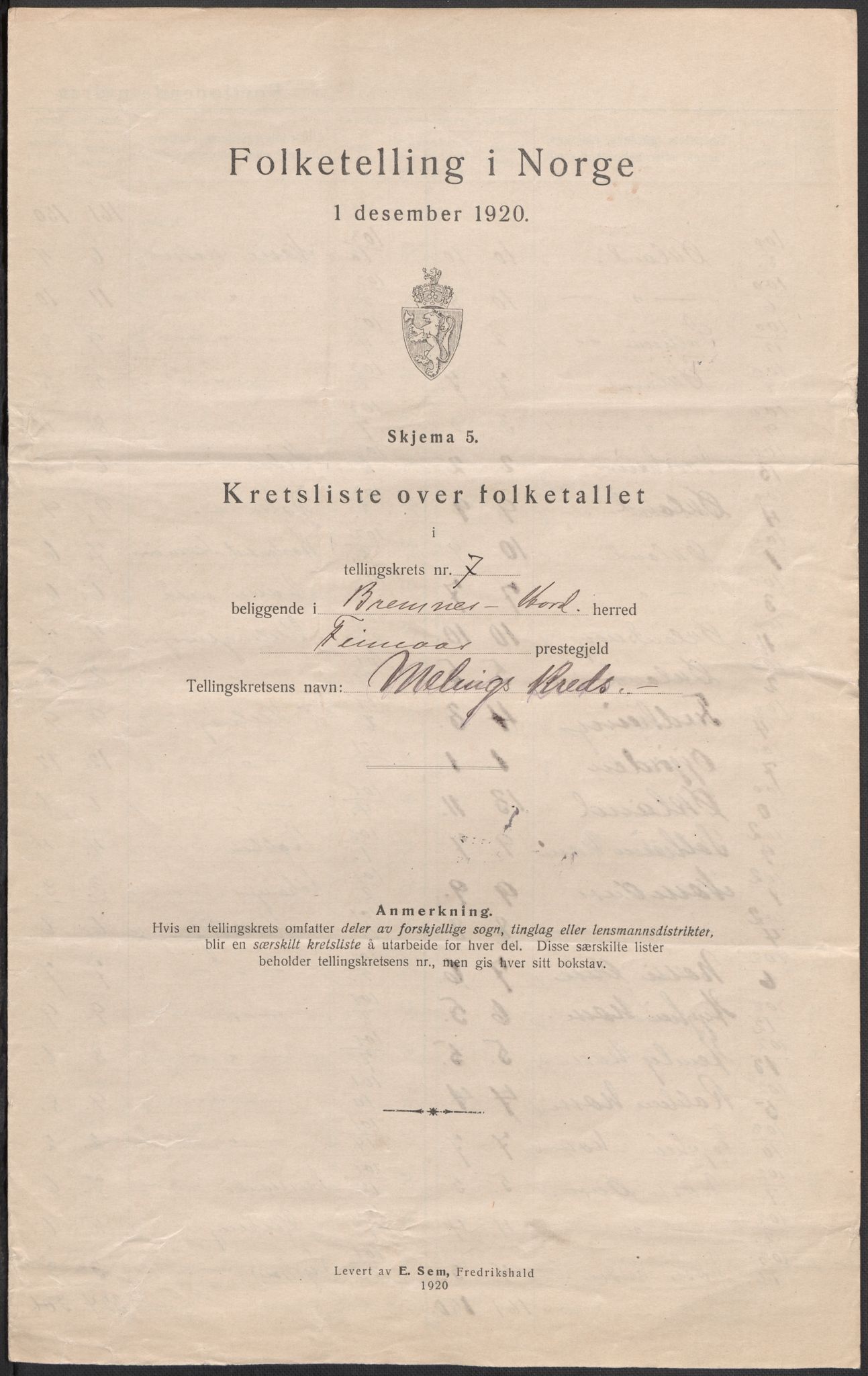 SAB, Folketelling 1920 for 1220 Bremnes herred, 1920, s. 23