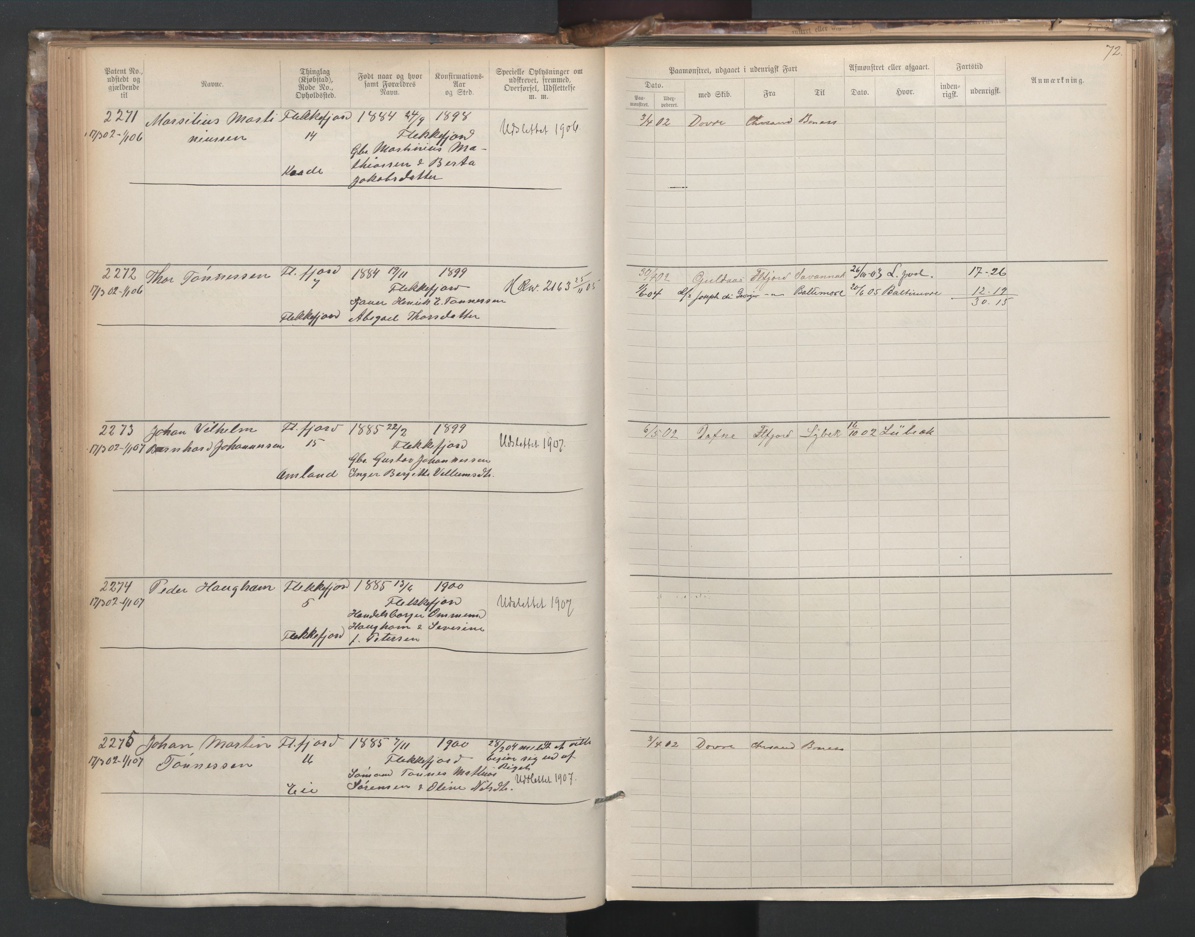 Flekkefjord mønstringskrets, SAK/2031-0018/F/Fa/L0003: Annotasjonsrulle nr 1921-2963 med register, N-3, 1892-1948, s. 103