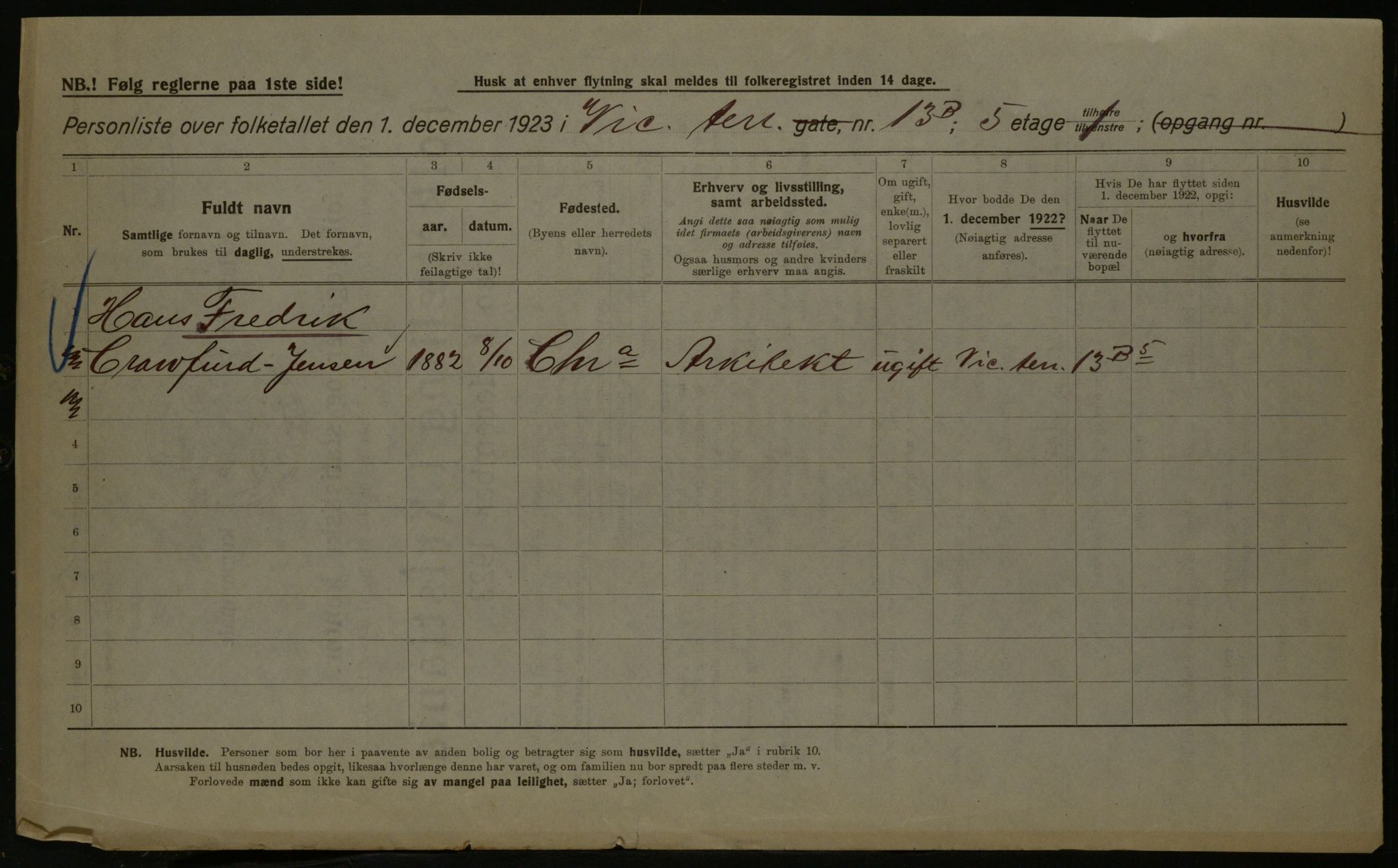 OBA, Kommunal folketelling 1.12.1923 for Kristiania, 1923, s. 136338