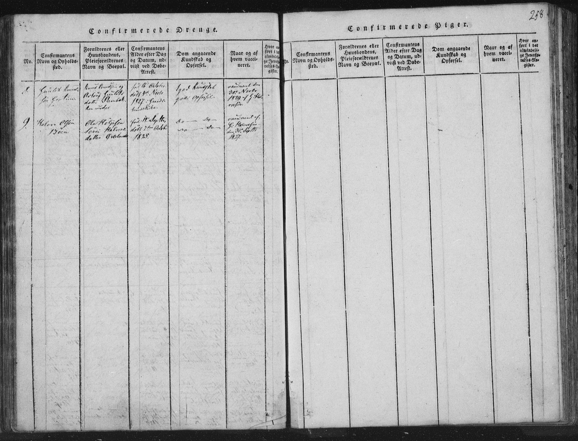 Hjartdal kirkebøker, AV/SAKO-A-270/F/Fc/L0001: Ministerialbok nr. III 1, 1815-1843, s. 258