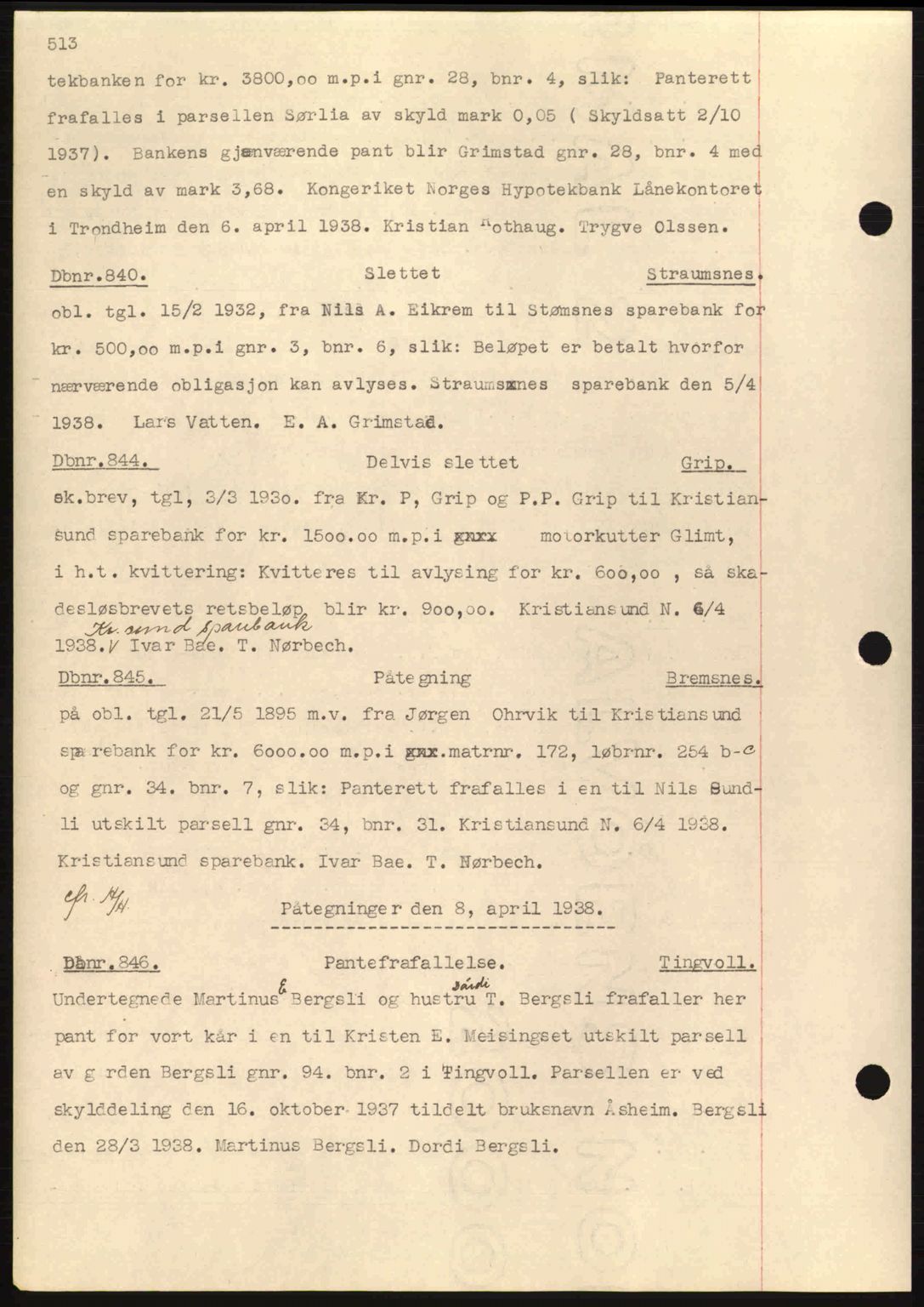 Nordmøre sorenskriveri, SAT/A-4132/1/2/2Ca: Pantebok nr. C80, 1936-1939, Dagboknr: 840/1938