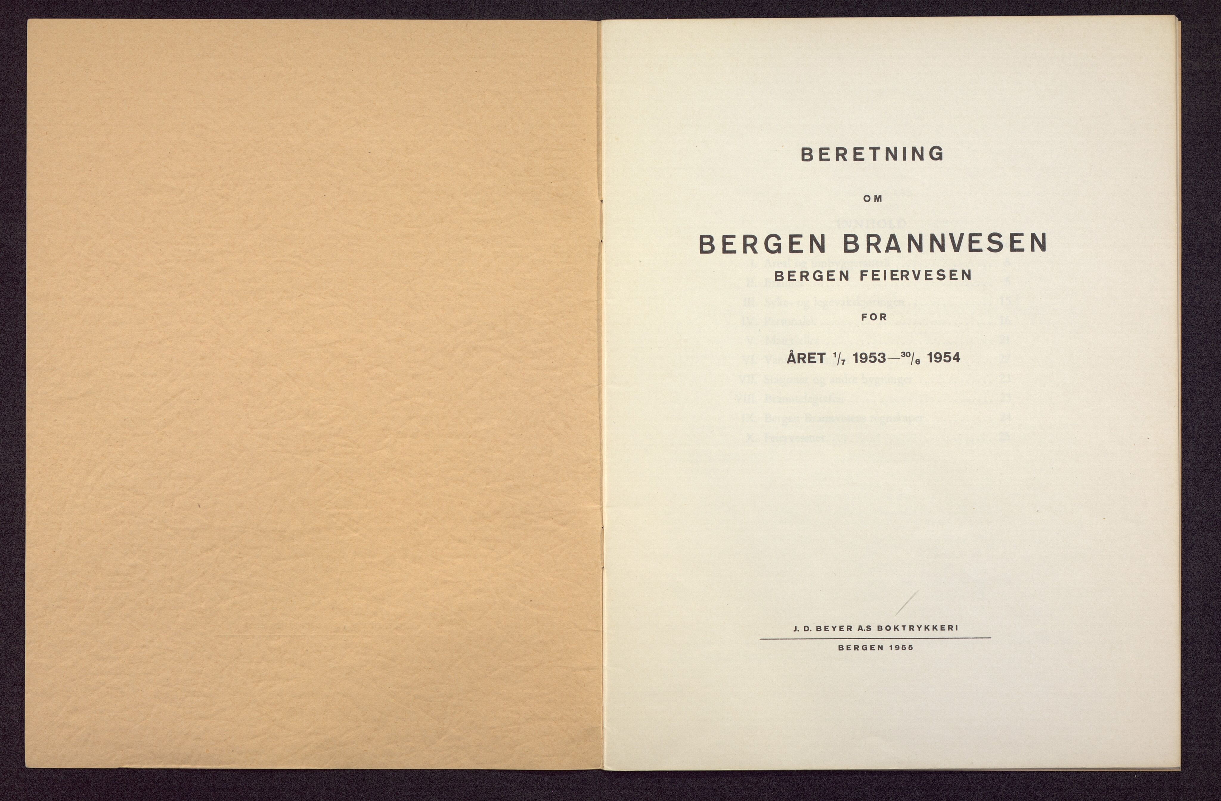 Bergen kommune. Brannvesenet (1863-1971), BBA/A-1181/X/Xa/L0023: Årsberetning, 1953-1954