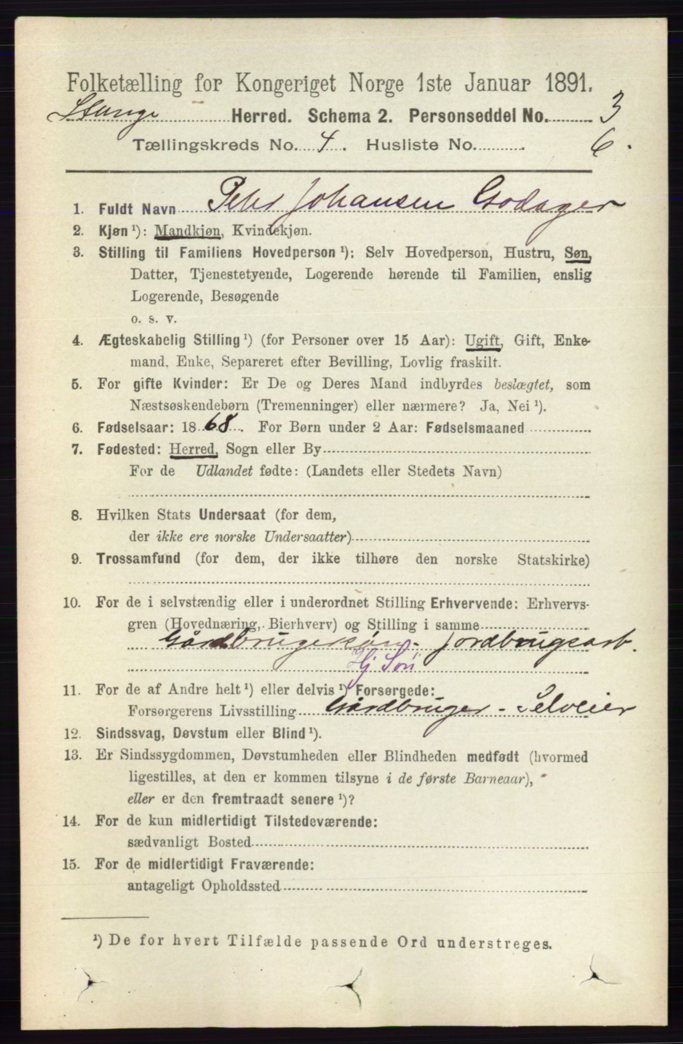 RA, Folketelling 1891 for 0417 Stange herred, 1891, s. 2387