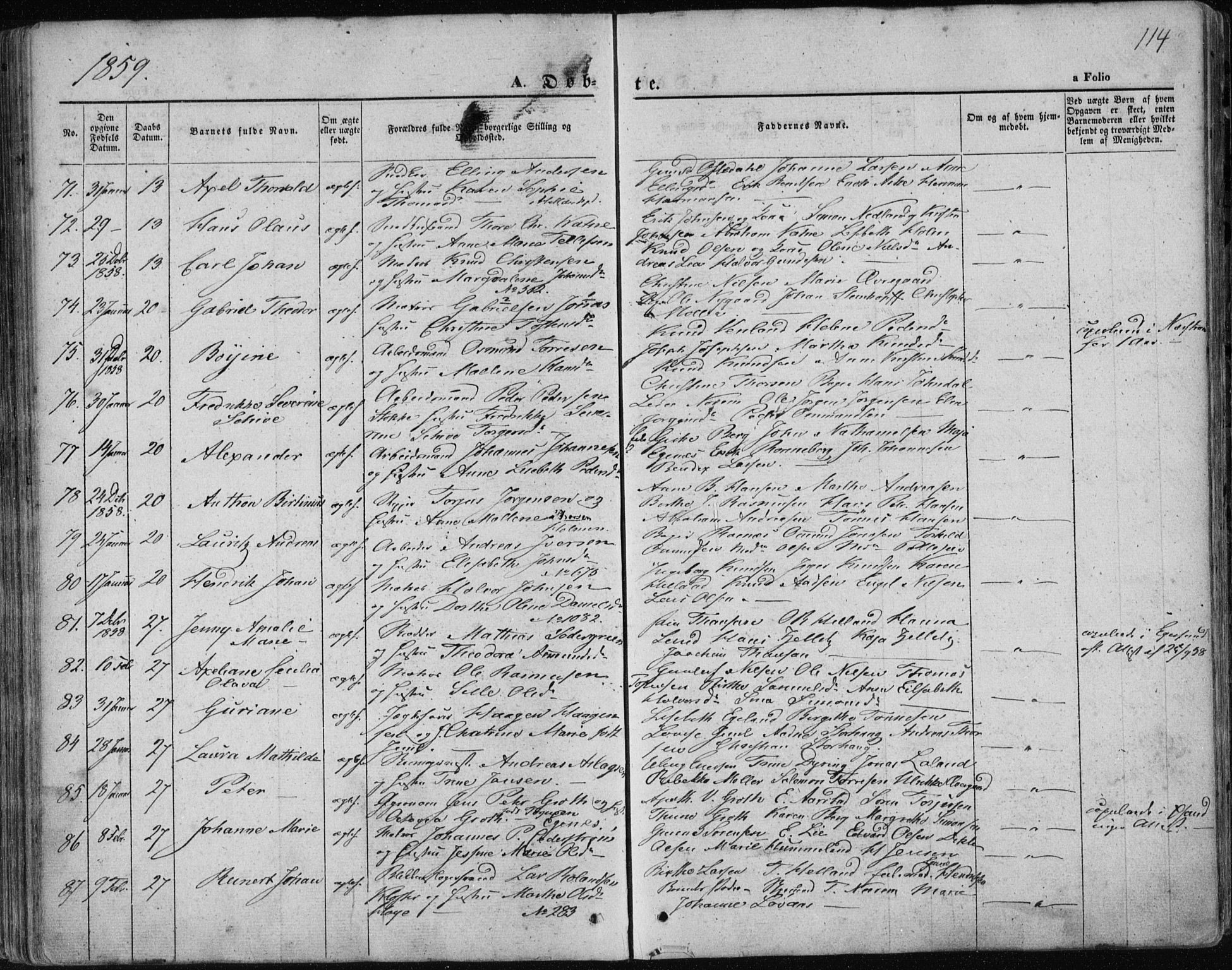 Domkirken sokneprestkontor, AV/SAST-A-101812/001/30/30BA/L0017: Ministerialbok nr. A 16, 1855-1867, s. 114
