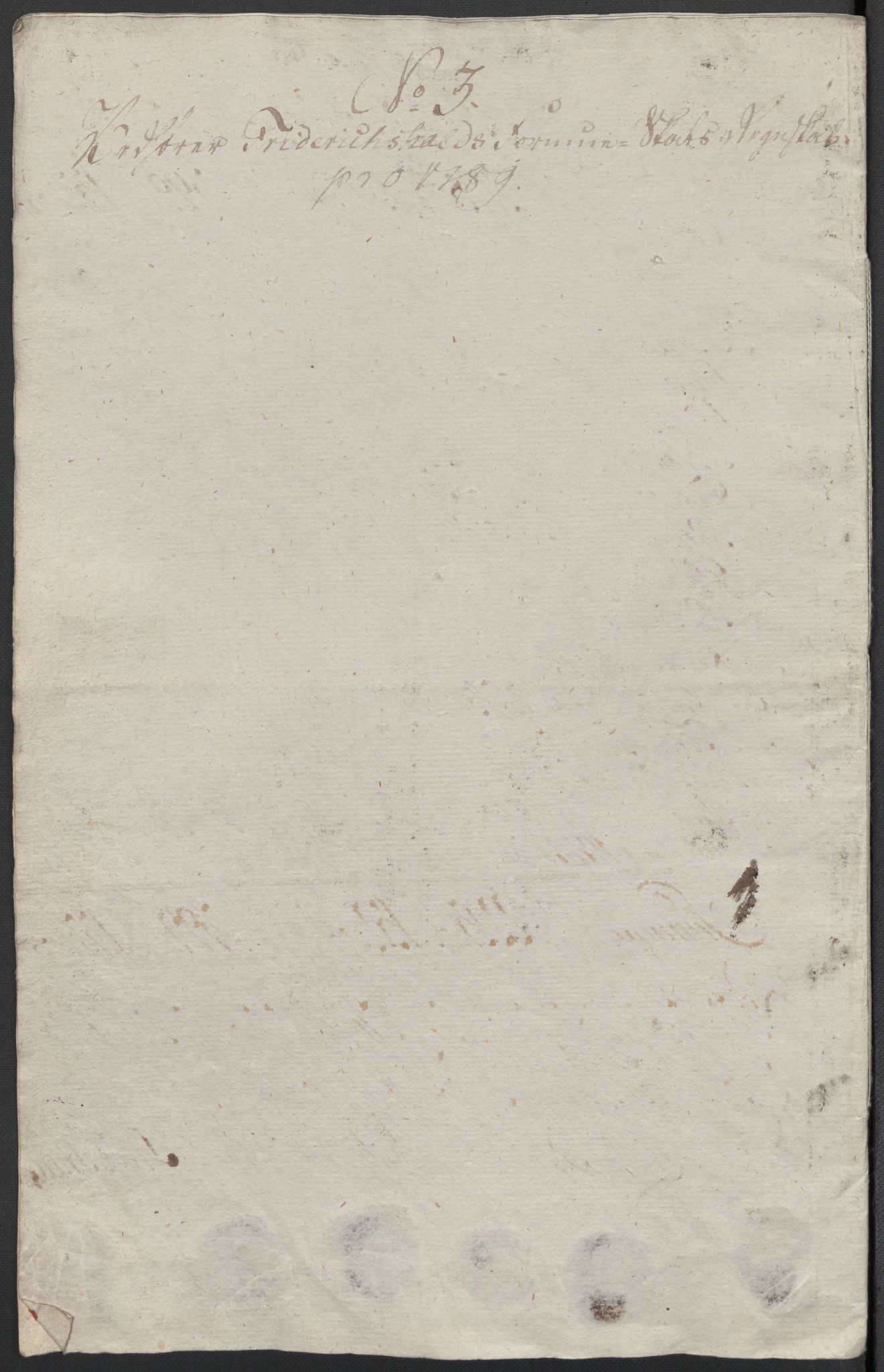 Rentekammeret inntil 1814, Reviderte regnskaper, Mindre regnskaper, RA/EA-4068/Rf/Rfe/L0008: Kristiansand. Kristiansund. Fredrikshald (Halden), 1789, s. 291