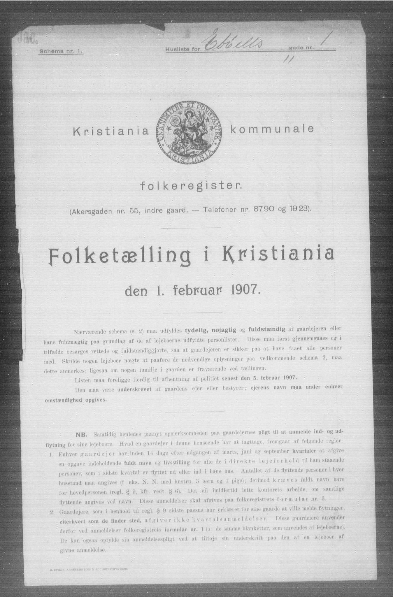 OBA, Kommunal folketelling 1.2.1907 for Kristiania kjøpstad, 1907, s. 9181