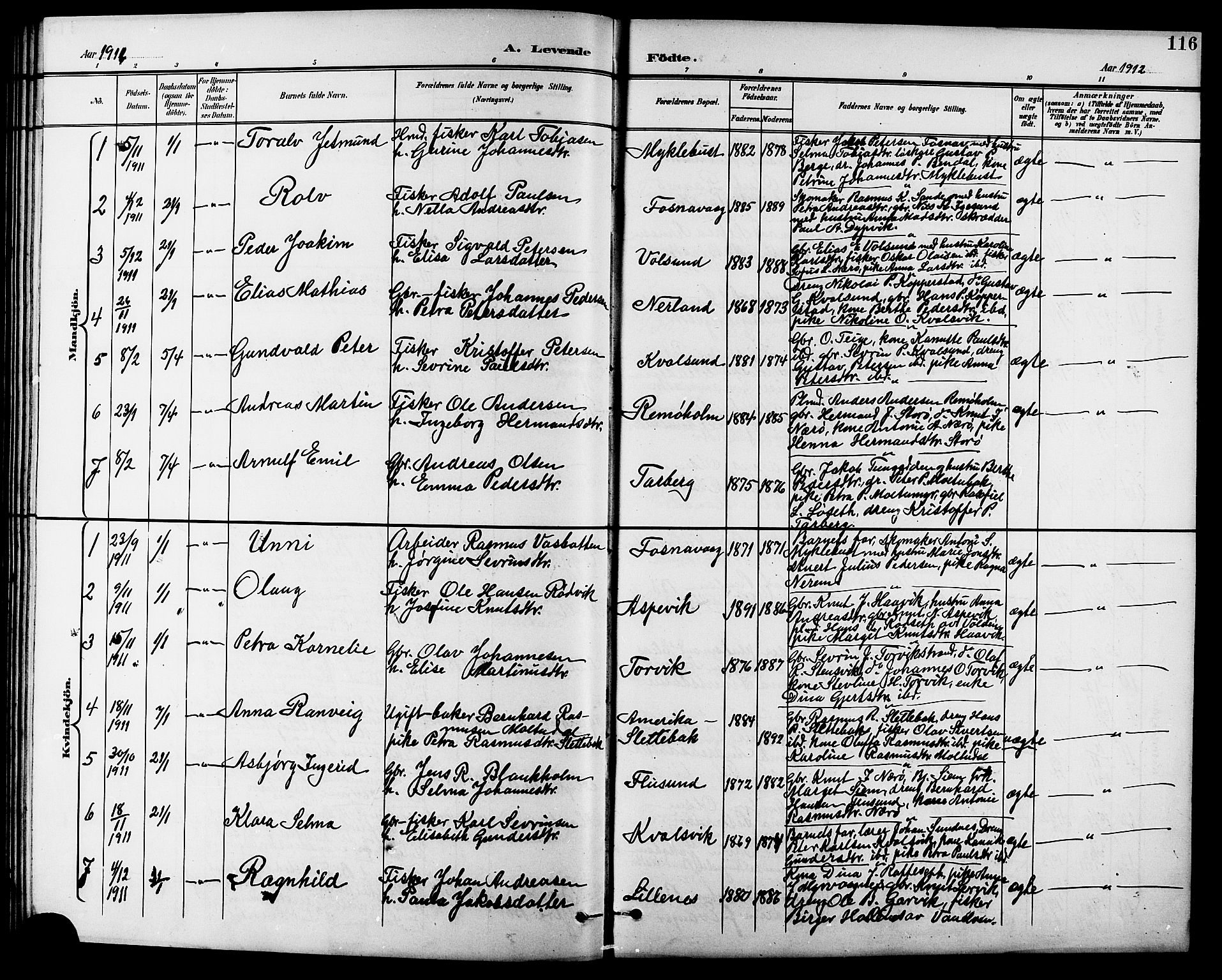 Ministerialprotokoller, klokkerbøker og fødselsregistre - Møre og Romsdal, AV/SAT-A-1454/507/L0082: Klokkerbok nr. 507C05, 1896-1914, s. 116