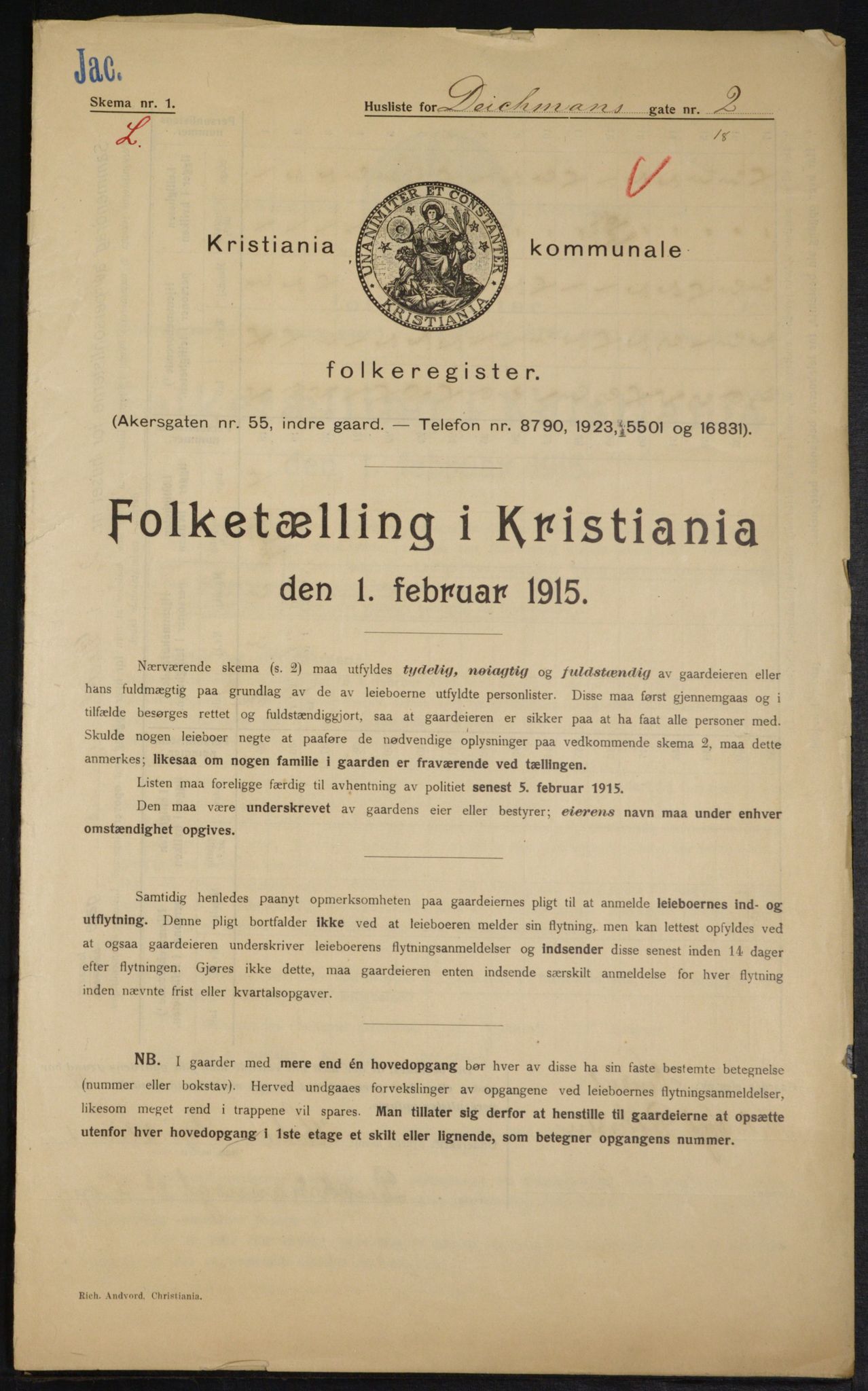OBA, Kommunal folketelling 1.2.1915 for Kristiania, 1915, s. 15373