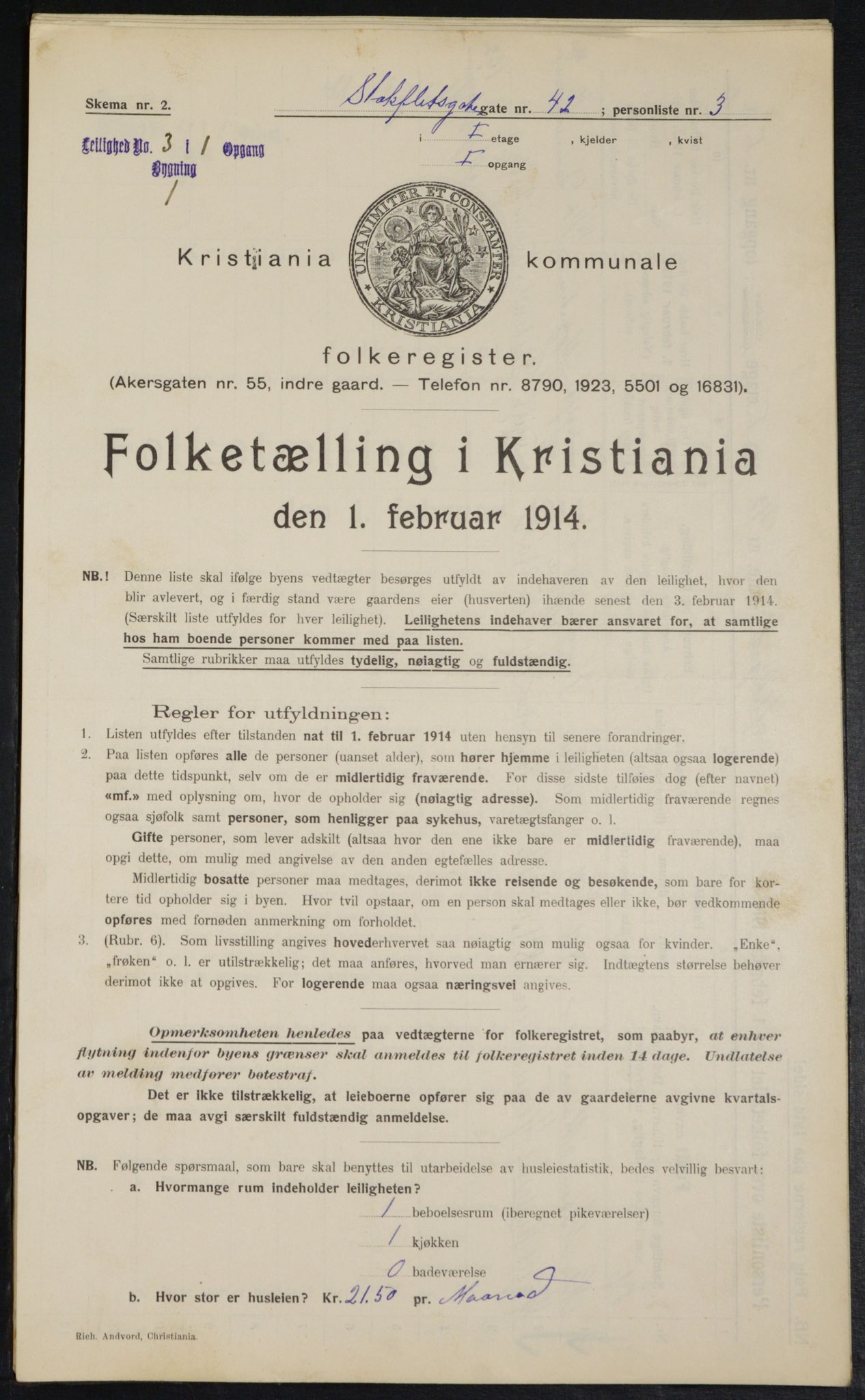 OBA, Kommunal folketelling 1.2.1914 for Kristiania, 1914, s. 102277