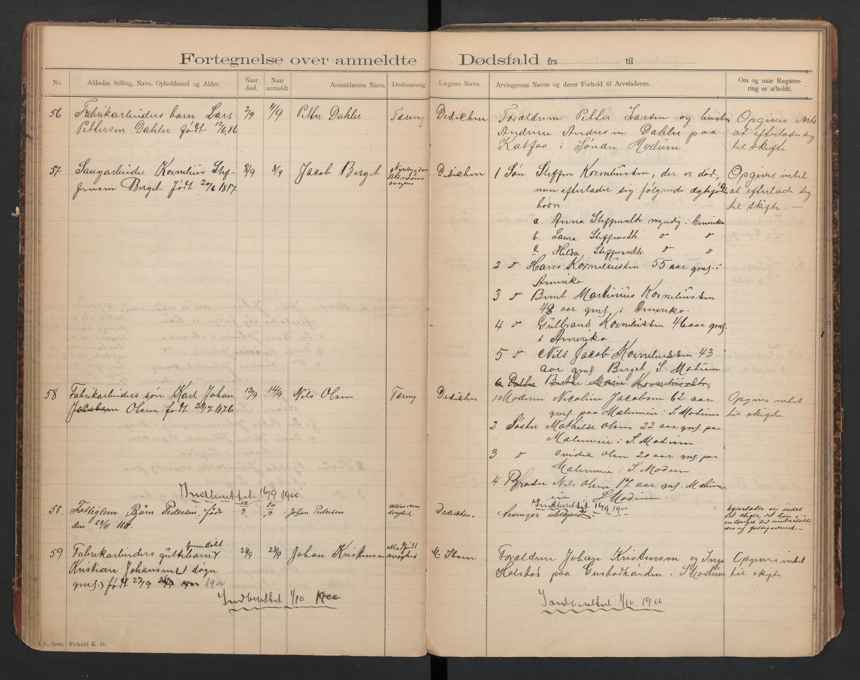 Modum lensmannskontor, AV/SAKO-A-524/H/Ha/Haa/L0001: Dødsfallsprotokoll - Søndre Modum, 1897-1911