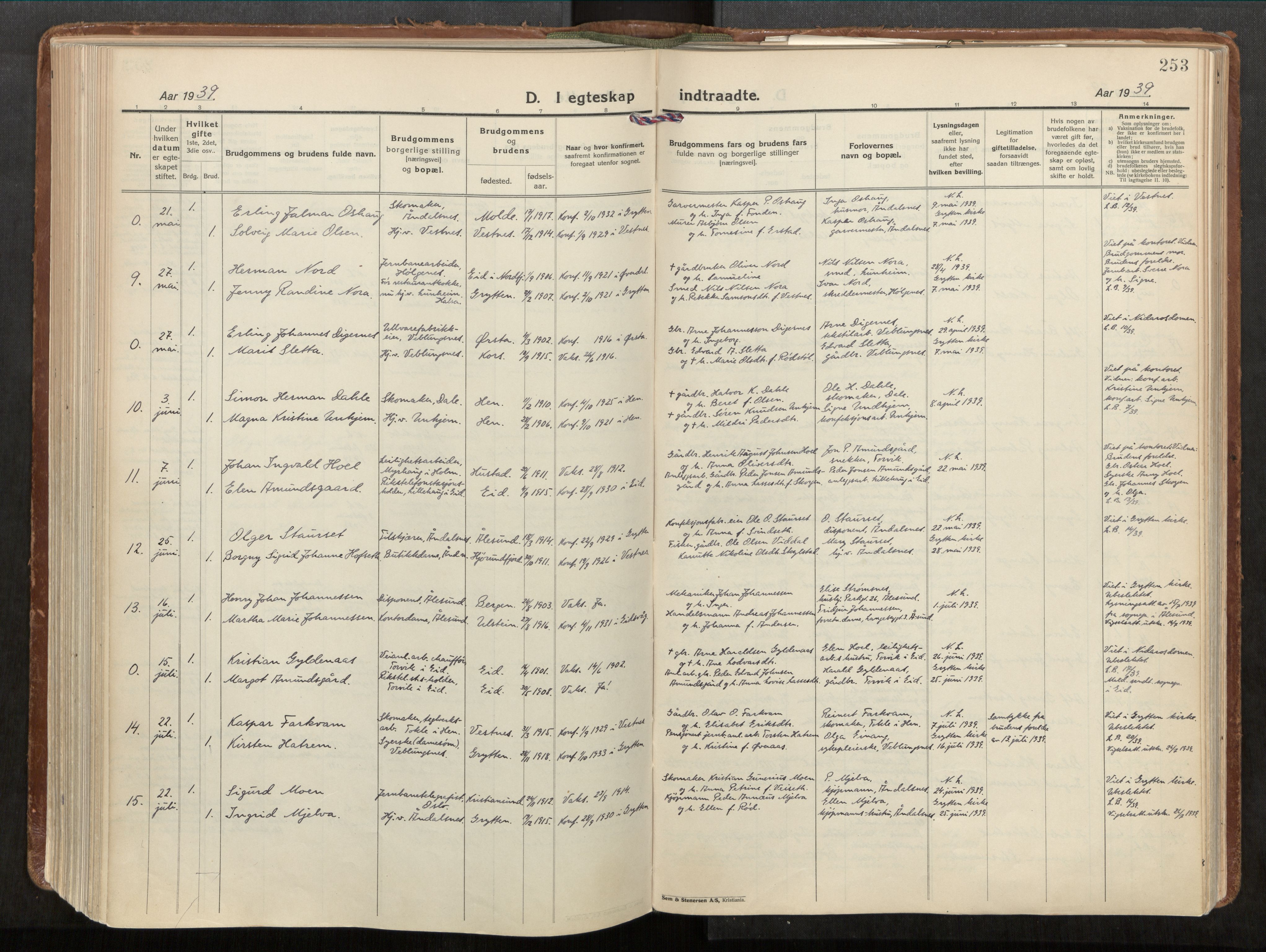 Ministerialprotokoller, klokkerbøker og fødselsregistre - Møre og Romsdal, AV/SAT-A-1454/544/L0587: Ministerialbok nr. 544A11, 1924-1954, s. 253