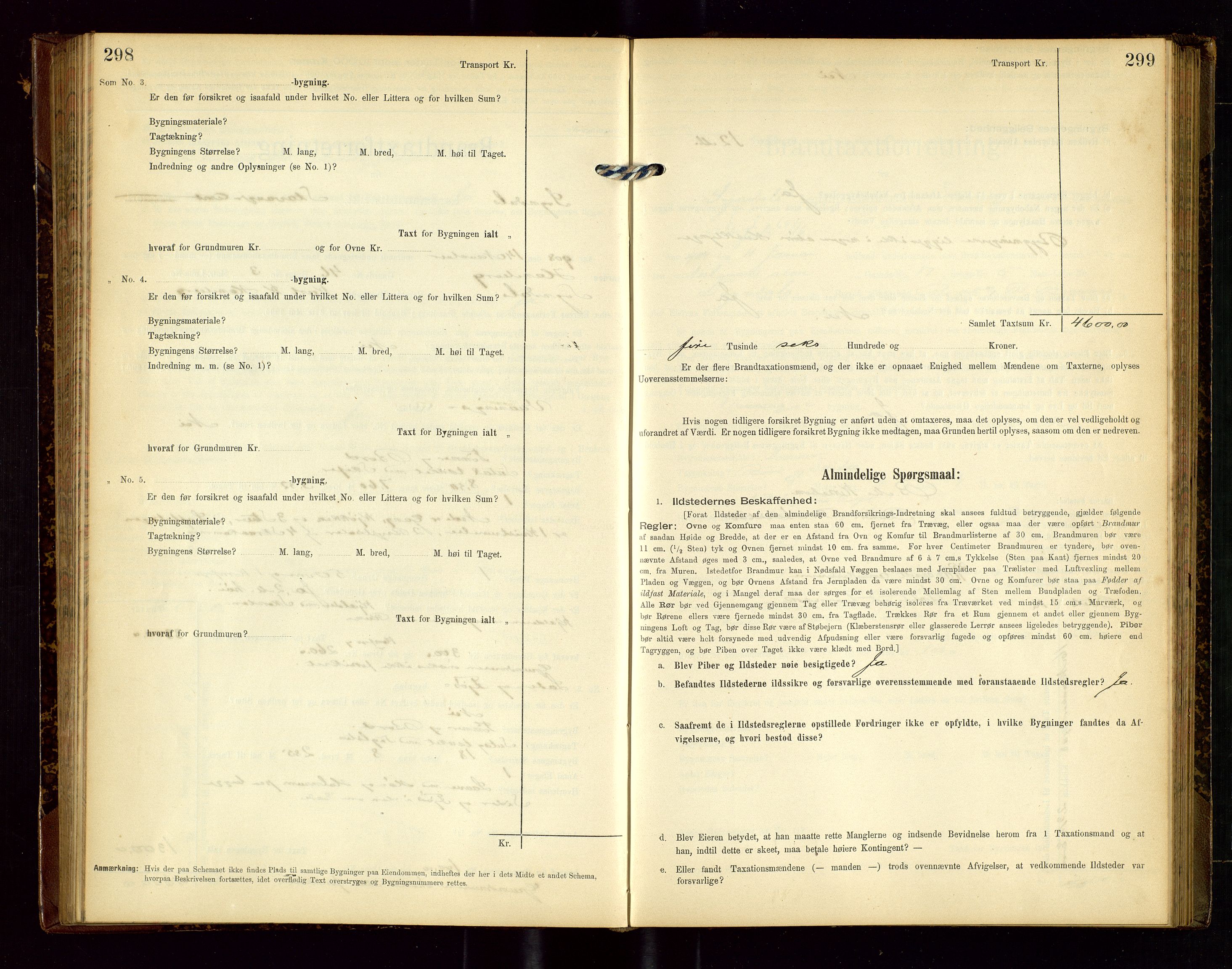 Sokndal lensmannskontor, AV/SAST-A-100417/Gob/L0002: "Brandtaxt-Protokol", 1902-1914, s. 298-299