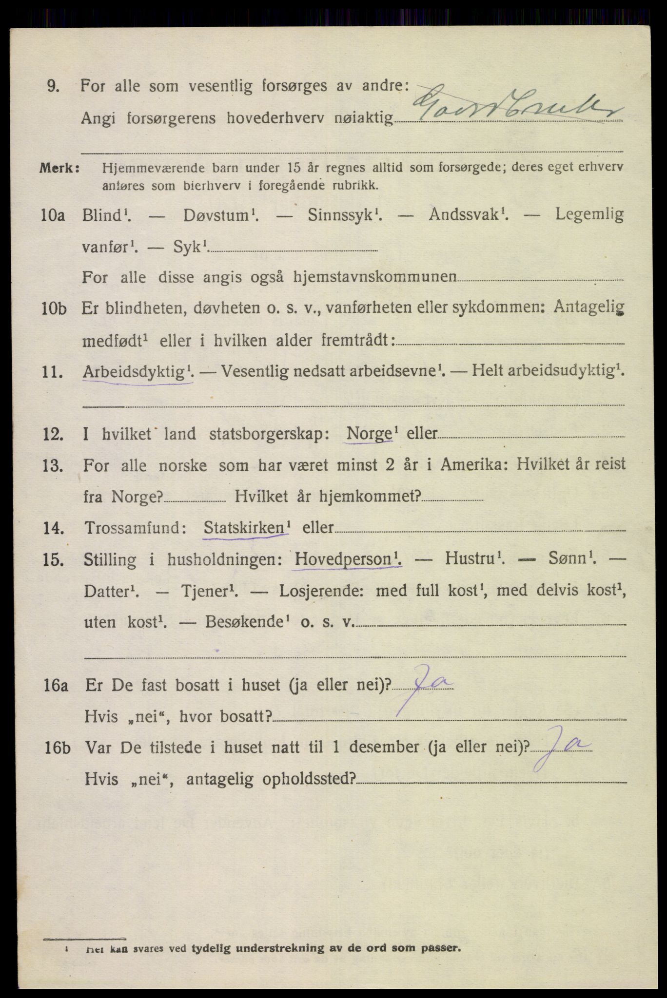 SAK, Folketelling 1920 for 1046 Tonstad herred, 1920, s. 1305
