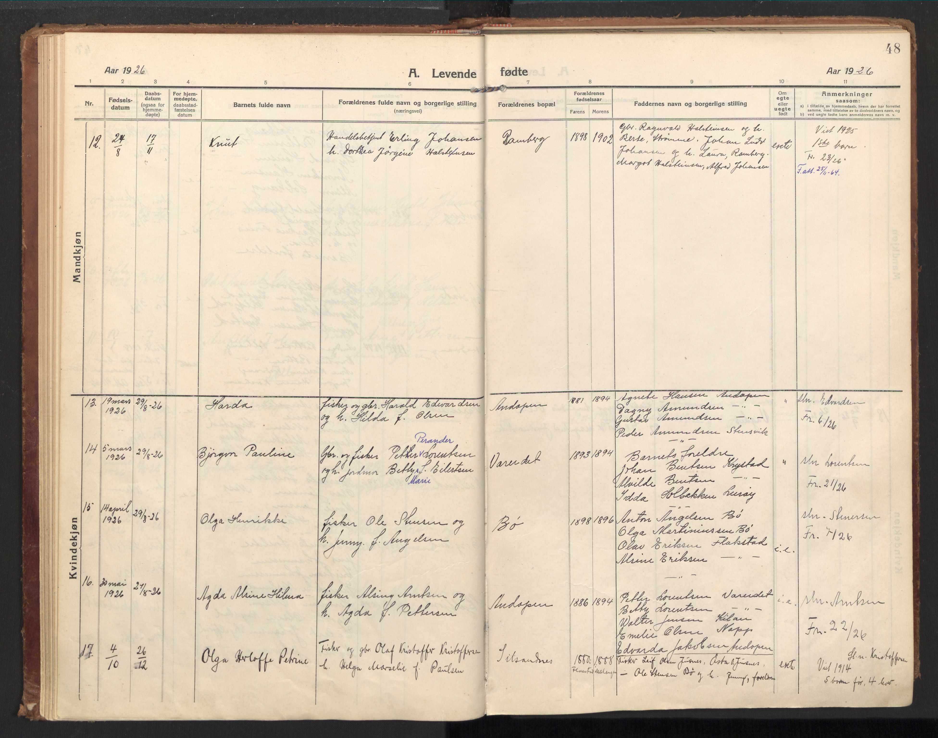 Ministerialprotokoller, klokkerbøker og fødselsregistre - Nordland, AV/SAT-A-1459/885/L1210: Ministerialbok nr. 885A10, 1916-1926, s. 48