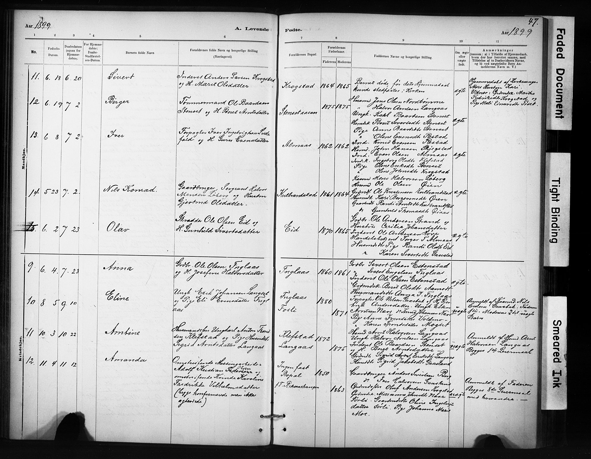 Ministerialprotokoller, klokkerbøker og fødselsregistre - Sør-Trøndelag, SAT/A-1456/694/L1127: Ministerialbok nr. 694A01, 1887-1905, s. 47
