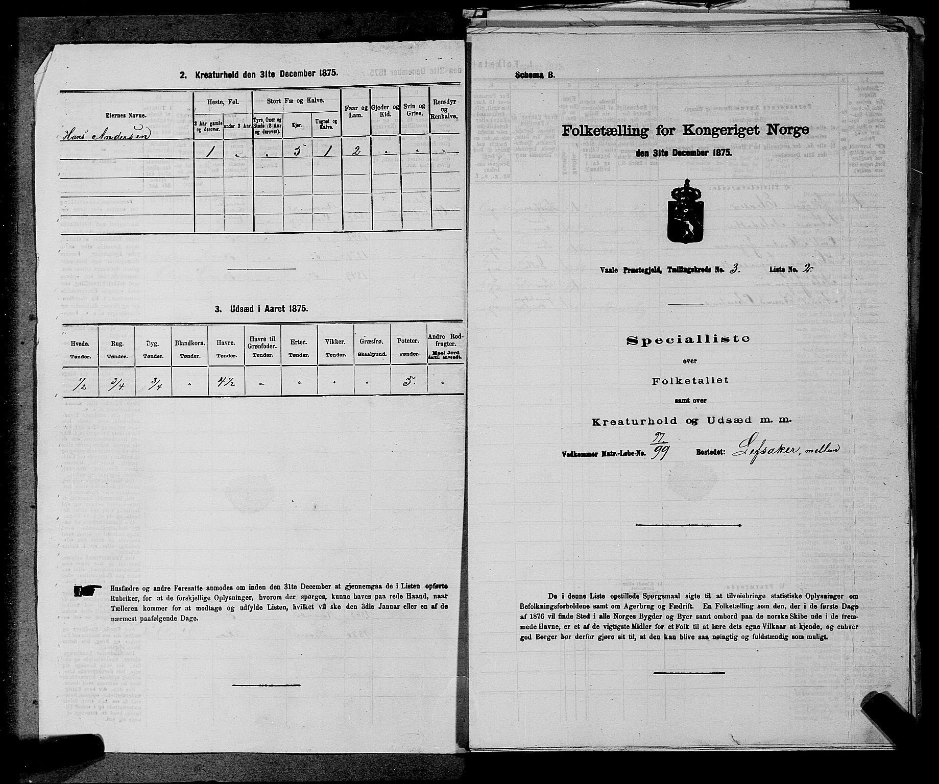 SAKO, Folketelling 1875 for 0716P Våle prestegjeld, 1875, s. 361