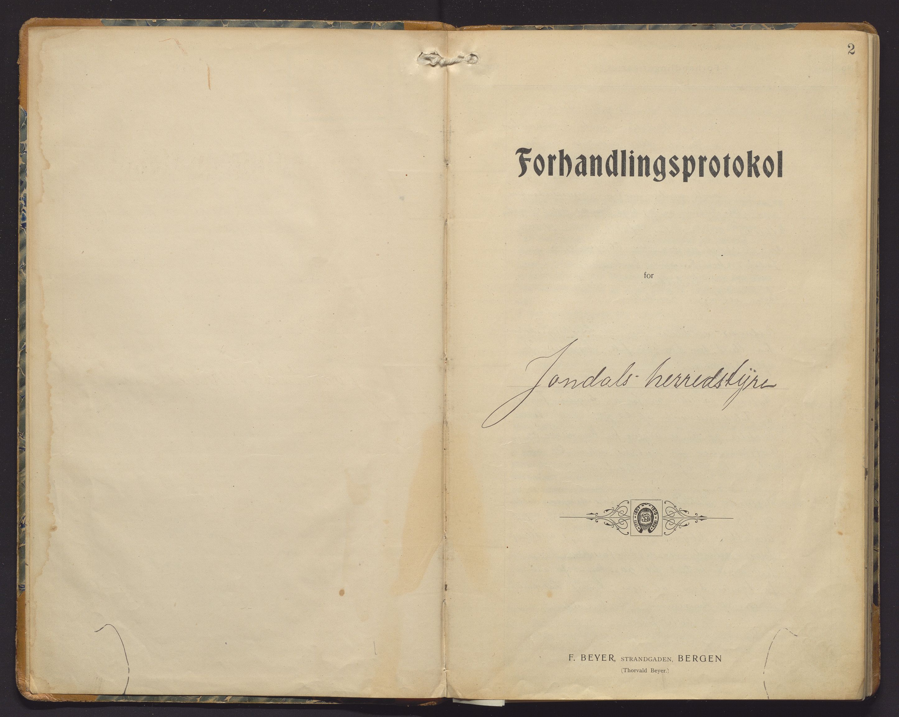 Jondal kommune. Formannskapet, IKAH/1227-021/A/Aa/Aaa/L0004: Møtebok for formannskap og kommunestyre, 1909-1914, s. 2