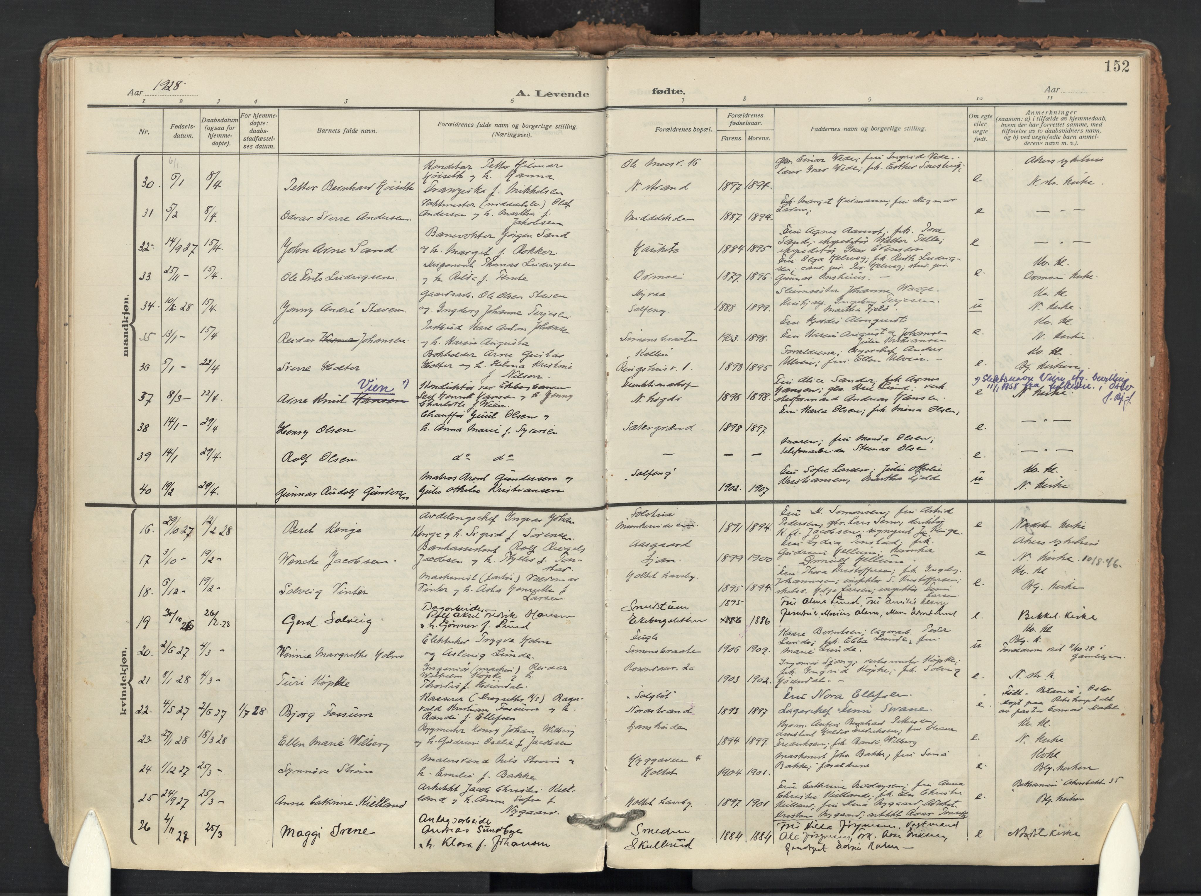 Nordstrand prestekontor Kirkebøker, AV/SAO-A-10362a/F/Fa/L0002: Ministerialbok nr. 2, 1914-1929, s. 152
