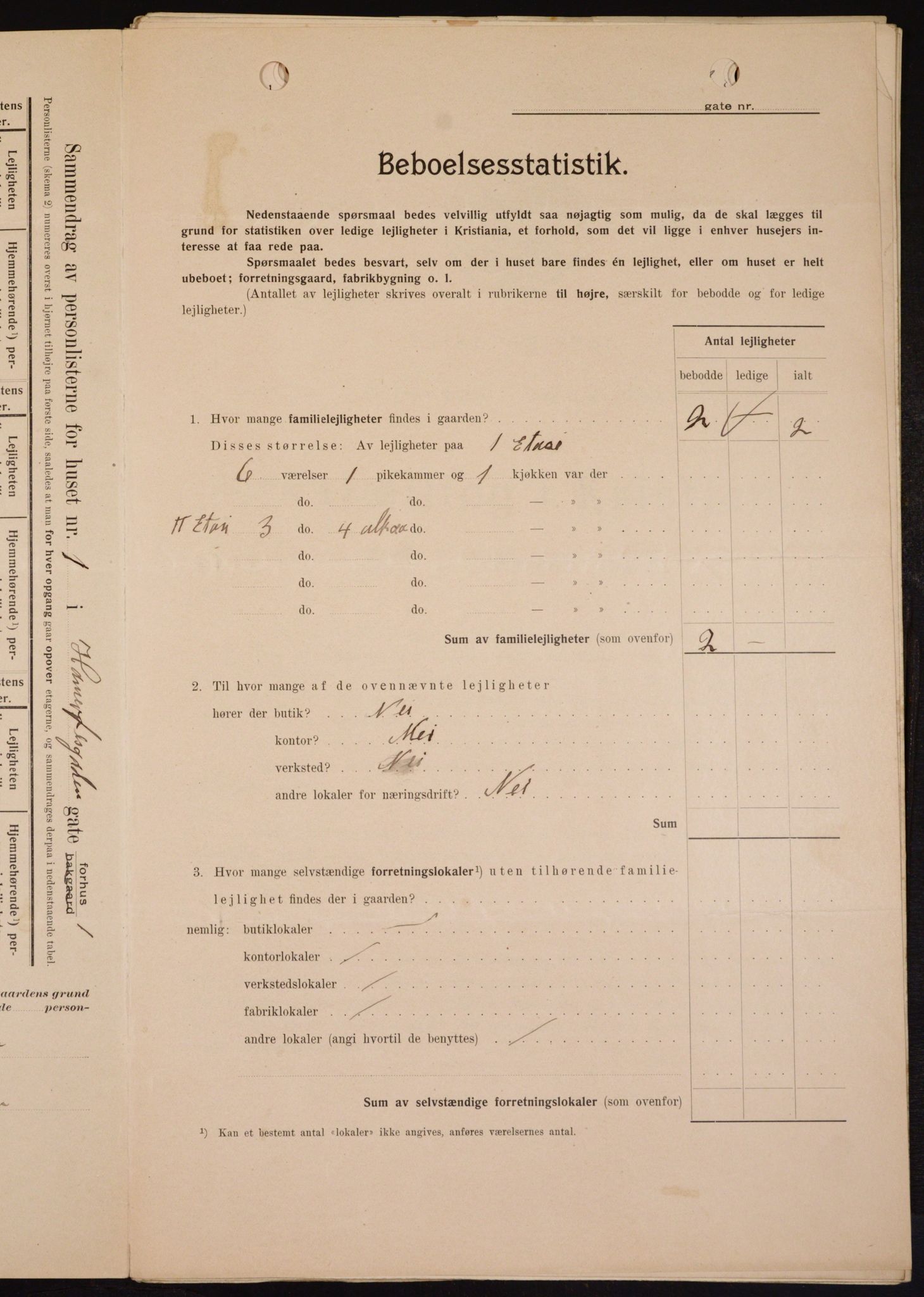 OBA, Kommunal folketelling 1.2.1909 for Kristiania kjøpstad, 1909, s. 31000