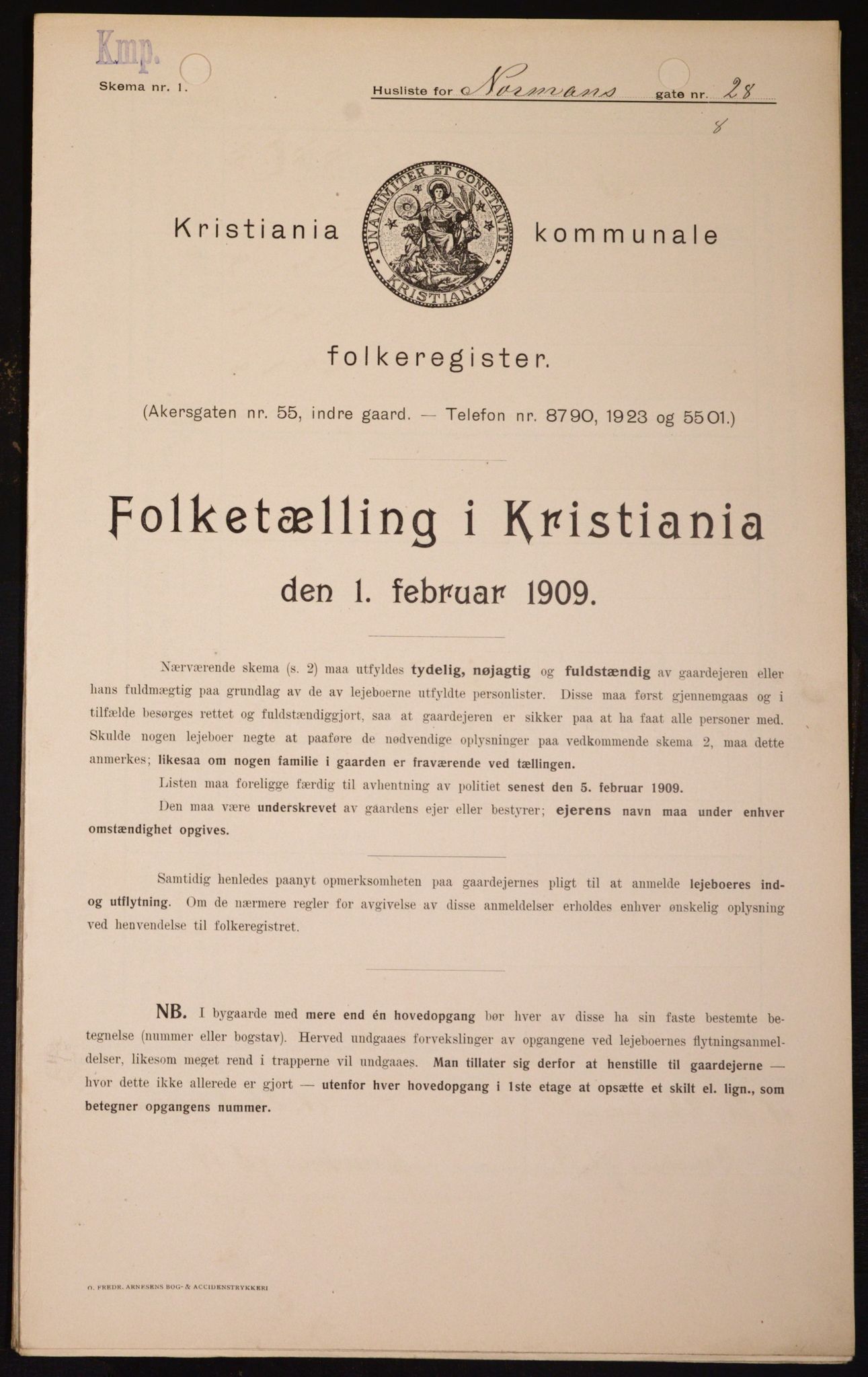 OBA, Kommunal folketelling 1.2.1909 for Kristiania kjøpstad, 1909, s. 66588