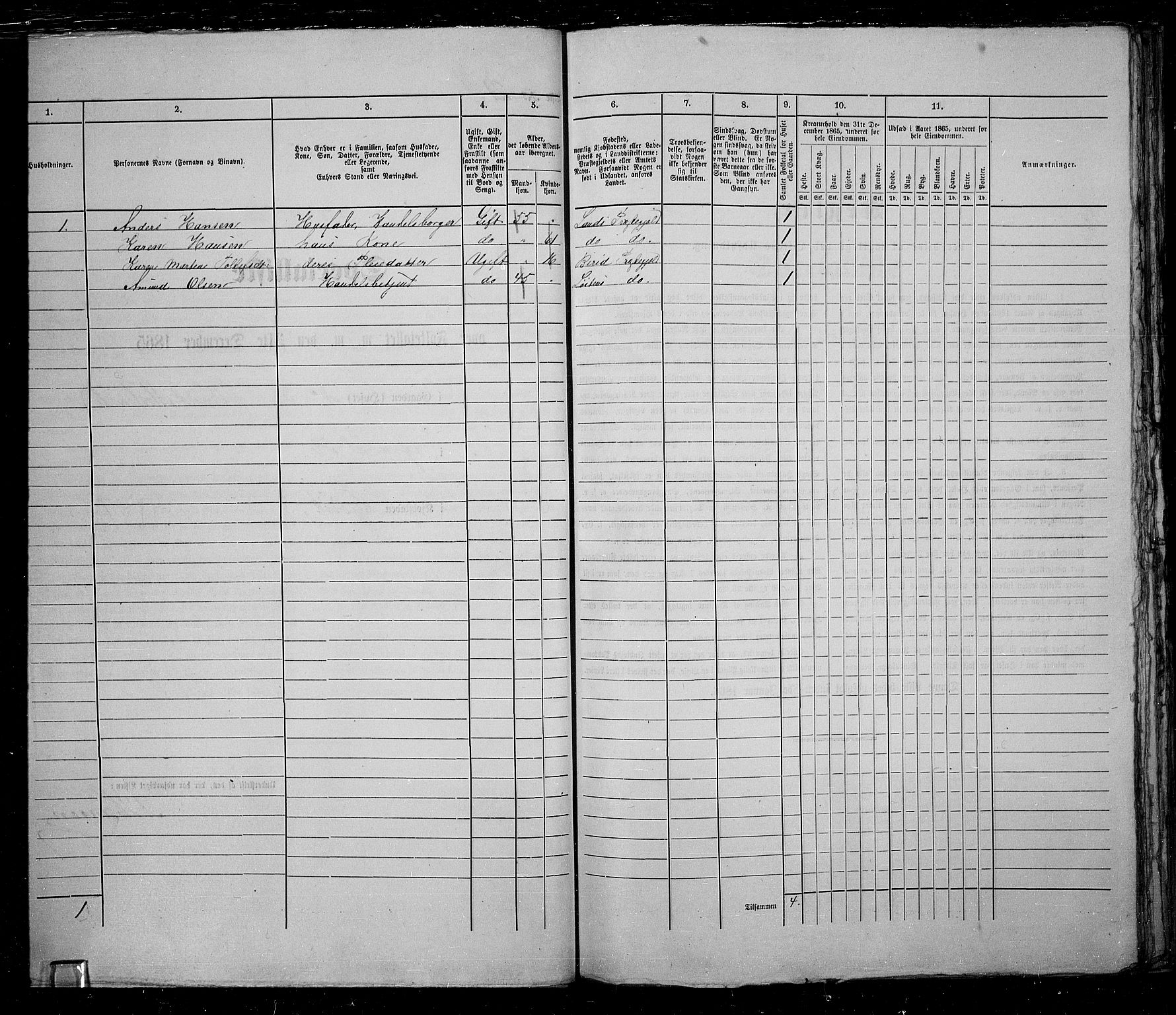 RA, Folketelling 1865 for 0502B Vardal prestegjeld, Gjøvik kjøpstad, 1865, s. 48