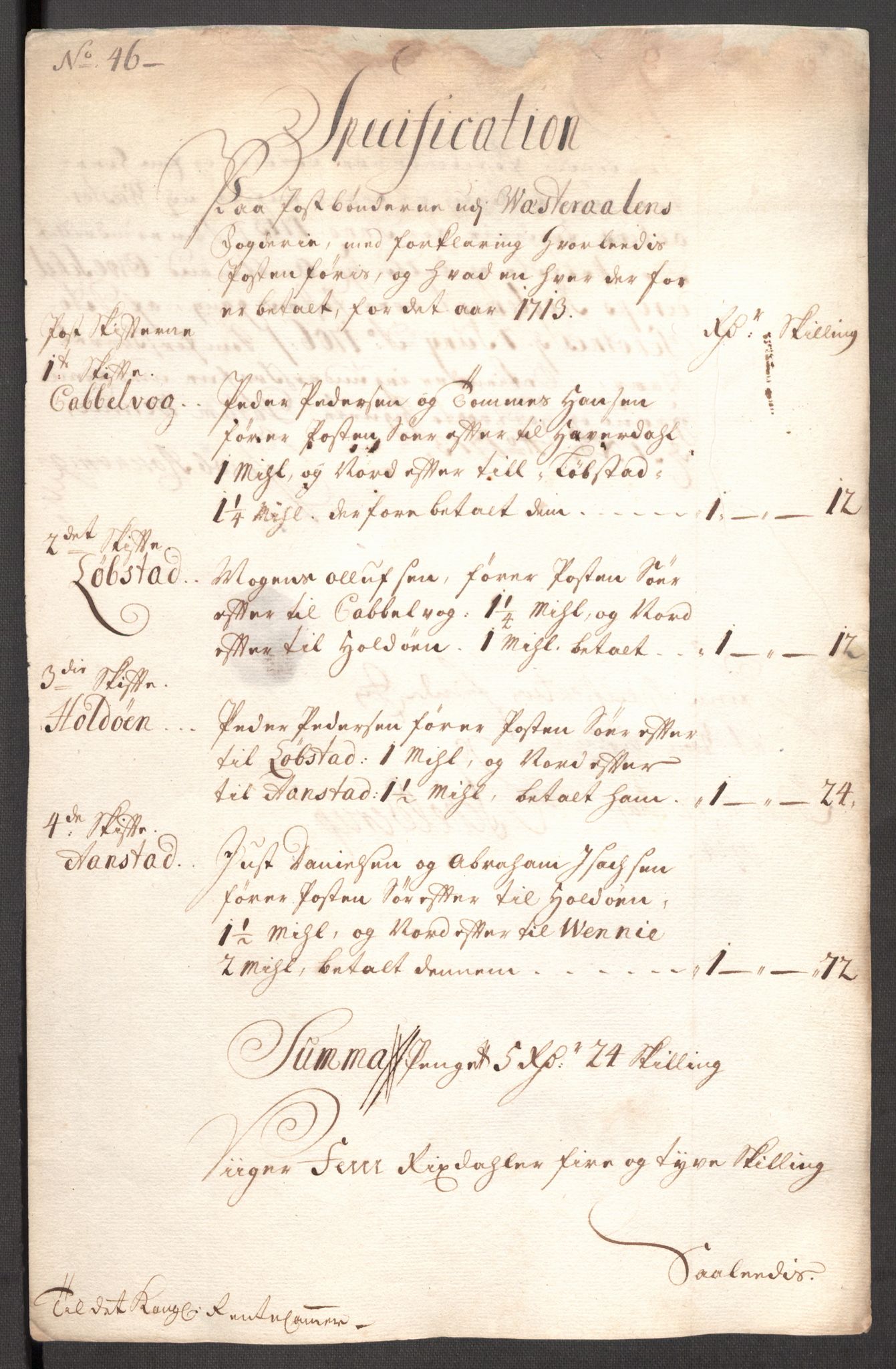 Rentekammeret inntil 1814, Reviderte regnskaper, Fogderegnskap, RA/EA-4092/R67/L4679: Fogderegnskap Vesterålen, Andenes og Lofoten, 1711-1713, s. 282