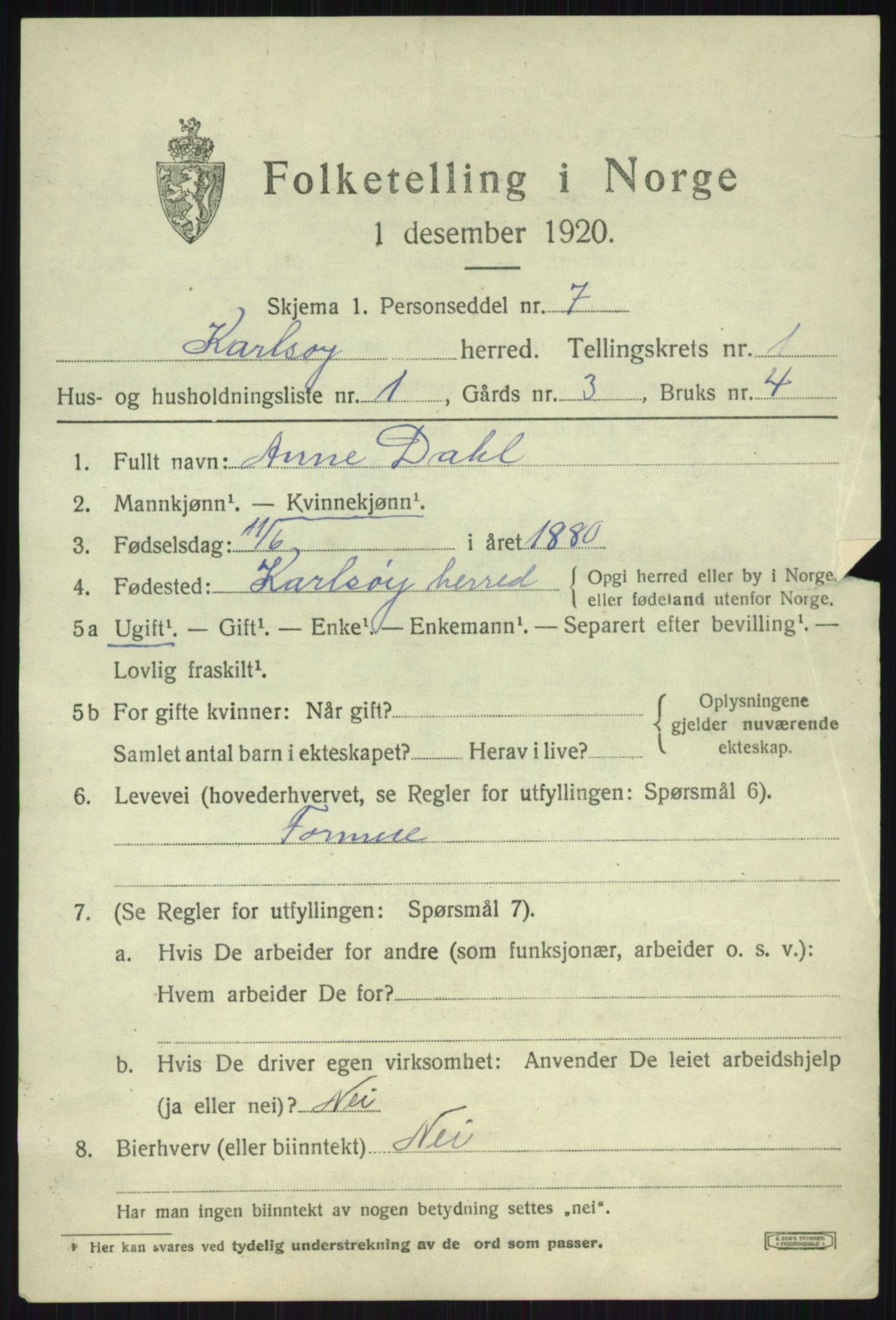 SATØ, Folketelling 1920 for 1936 Karlsøy herred, 1920, s. 760