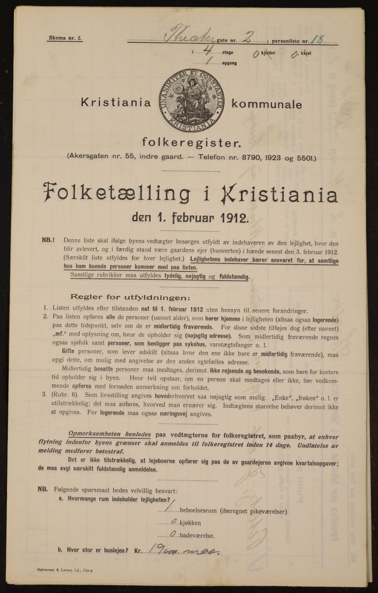 OBA, Kommunal folketelling 1.2.1912 for Kristiania, 1912, s. 107119