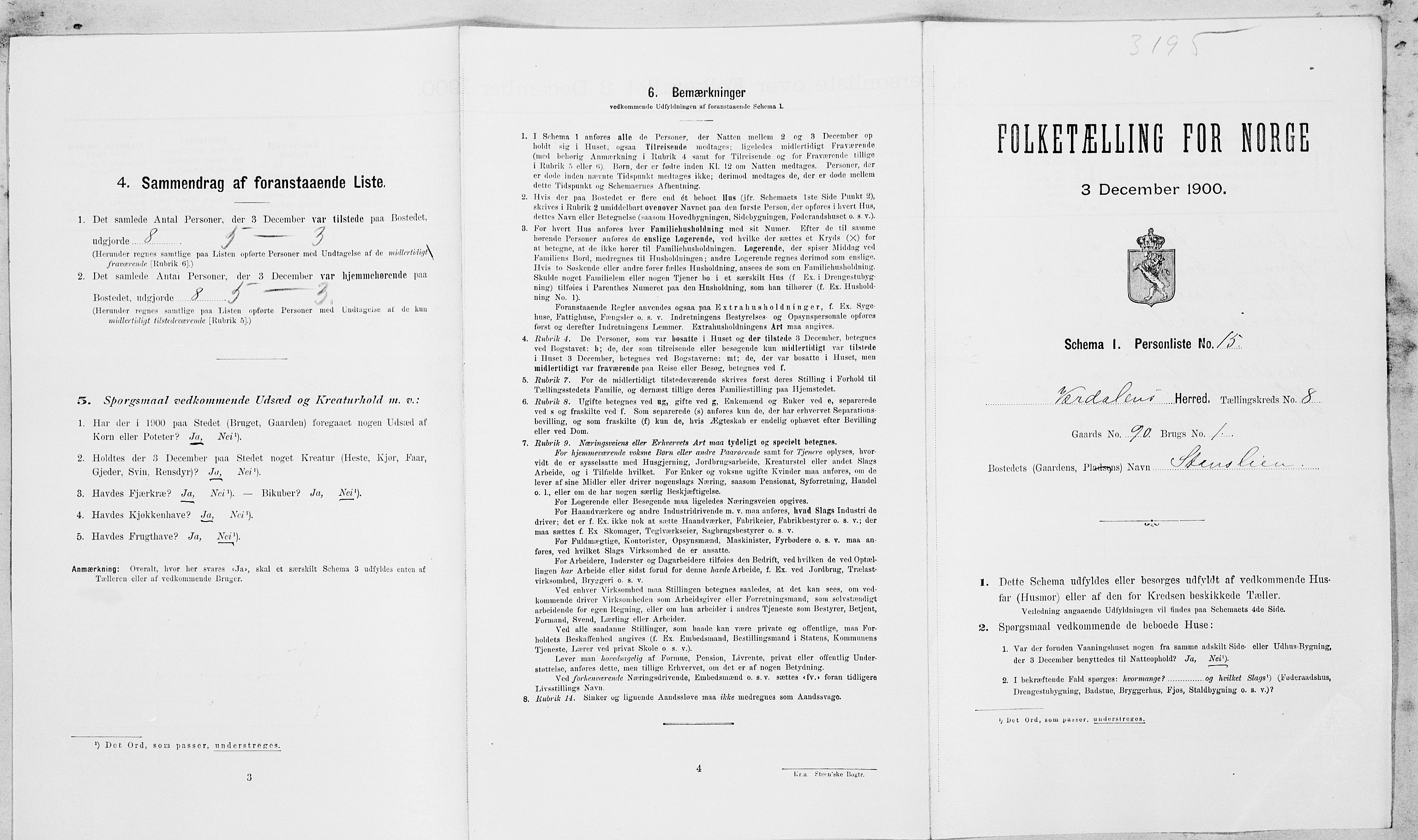 SAT, Folketelling 1900 for 1721 Verdal herred, 1900, s. 1161