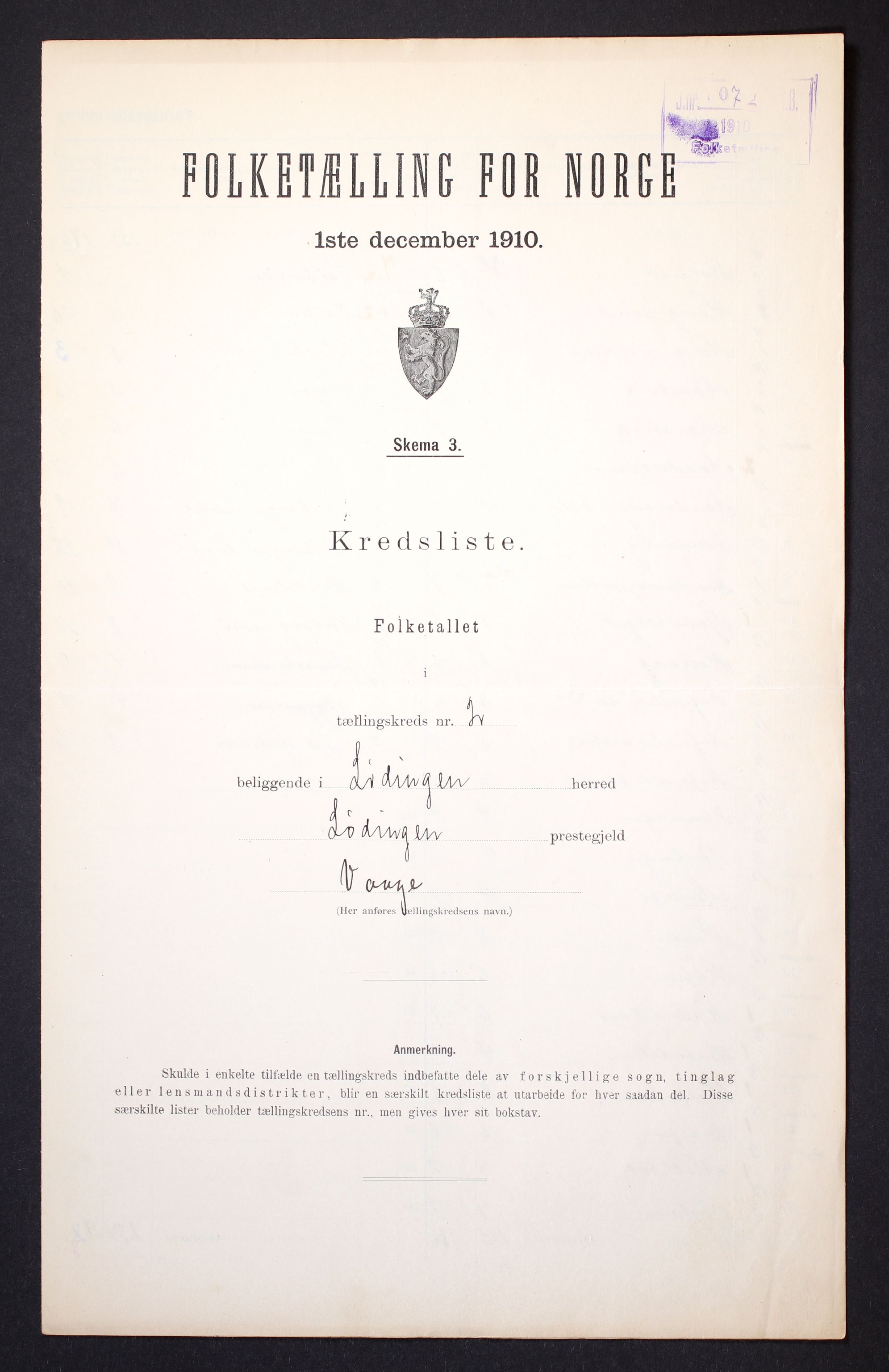 RA, Folketelling 1910 for 1851 Lødingen herred, 1910, s. 7