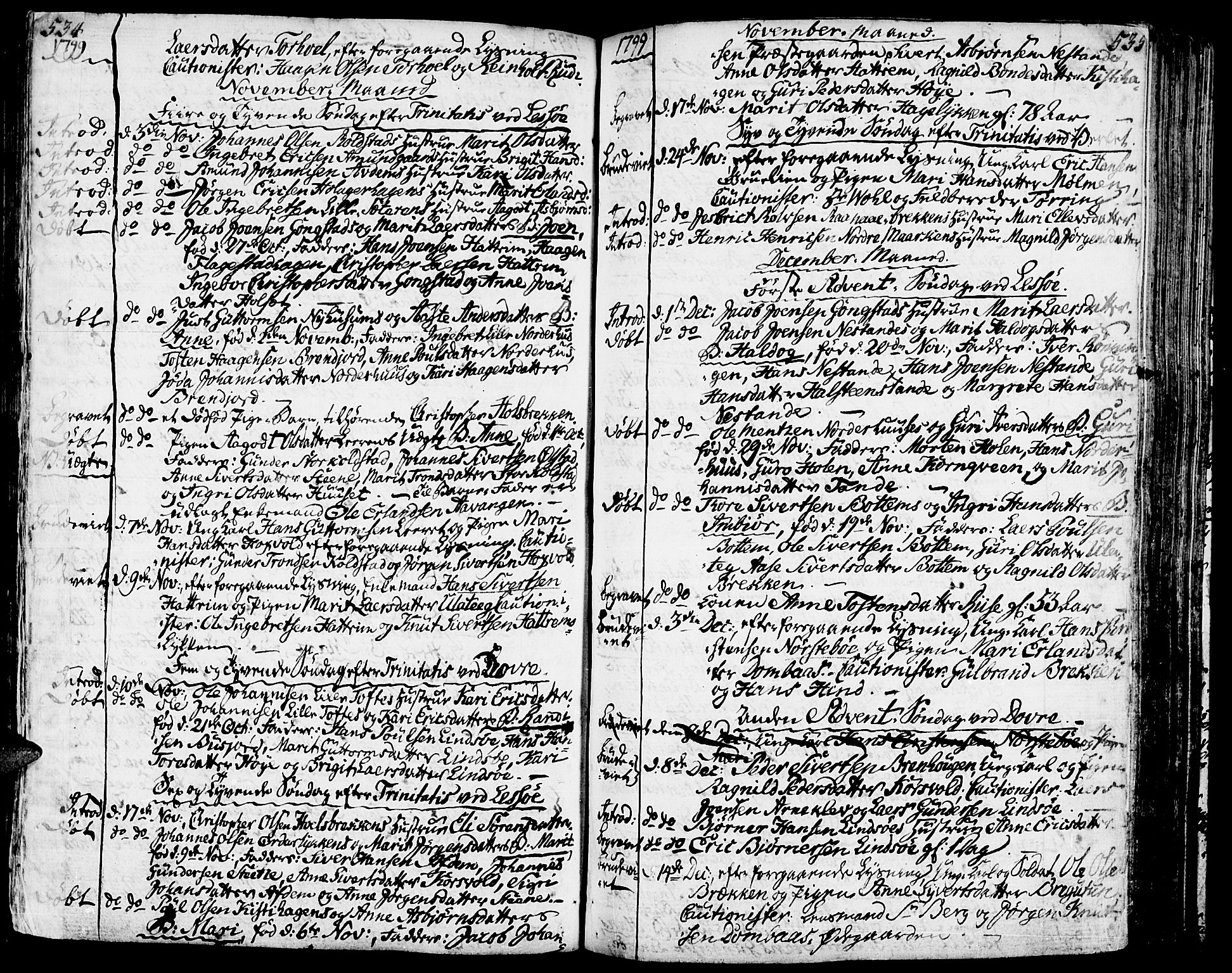 Lesja prestekontor, AV/SAH-PREST-068/H/Ha/Haa/L0003: Ministerialbok nr. 3, 1777-1819, s. 534-535
